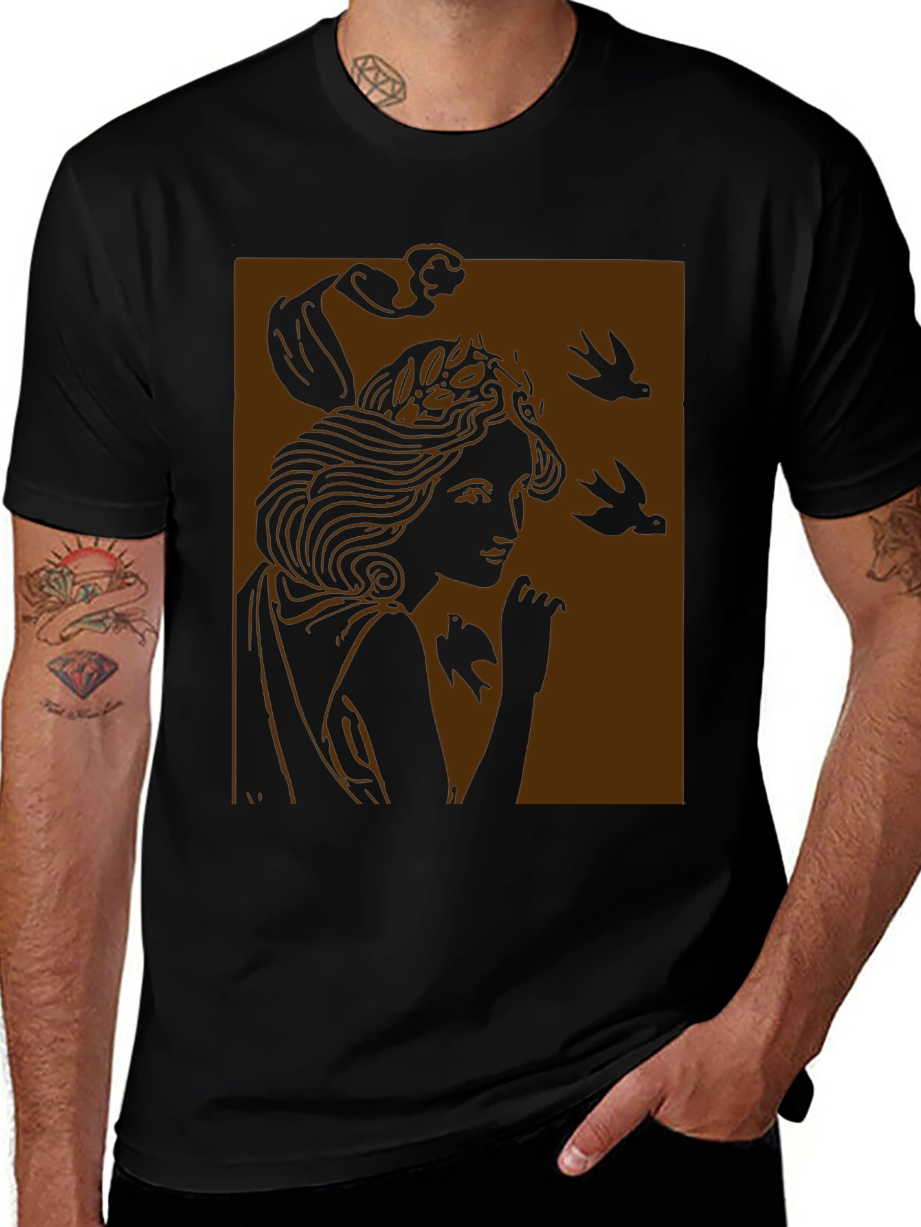Variant 7 of Art Nouveau Graphic Tee - Black Unisex T-Shirt