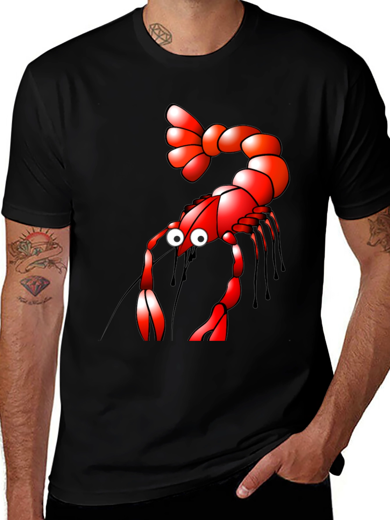 Variant 22 of Shrimp Cartoon Graphic Tee - Black