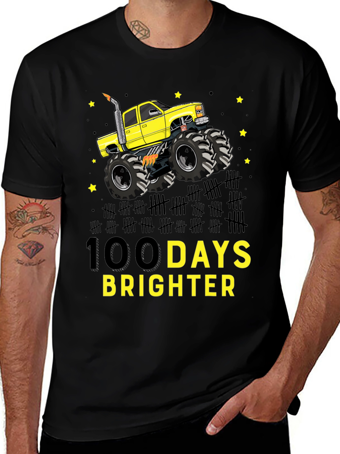 Variant 2 of 100 Days Brighter Monster Truck T-Shirt