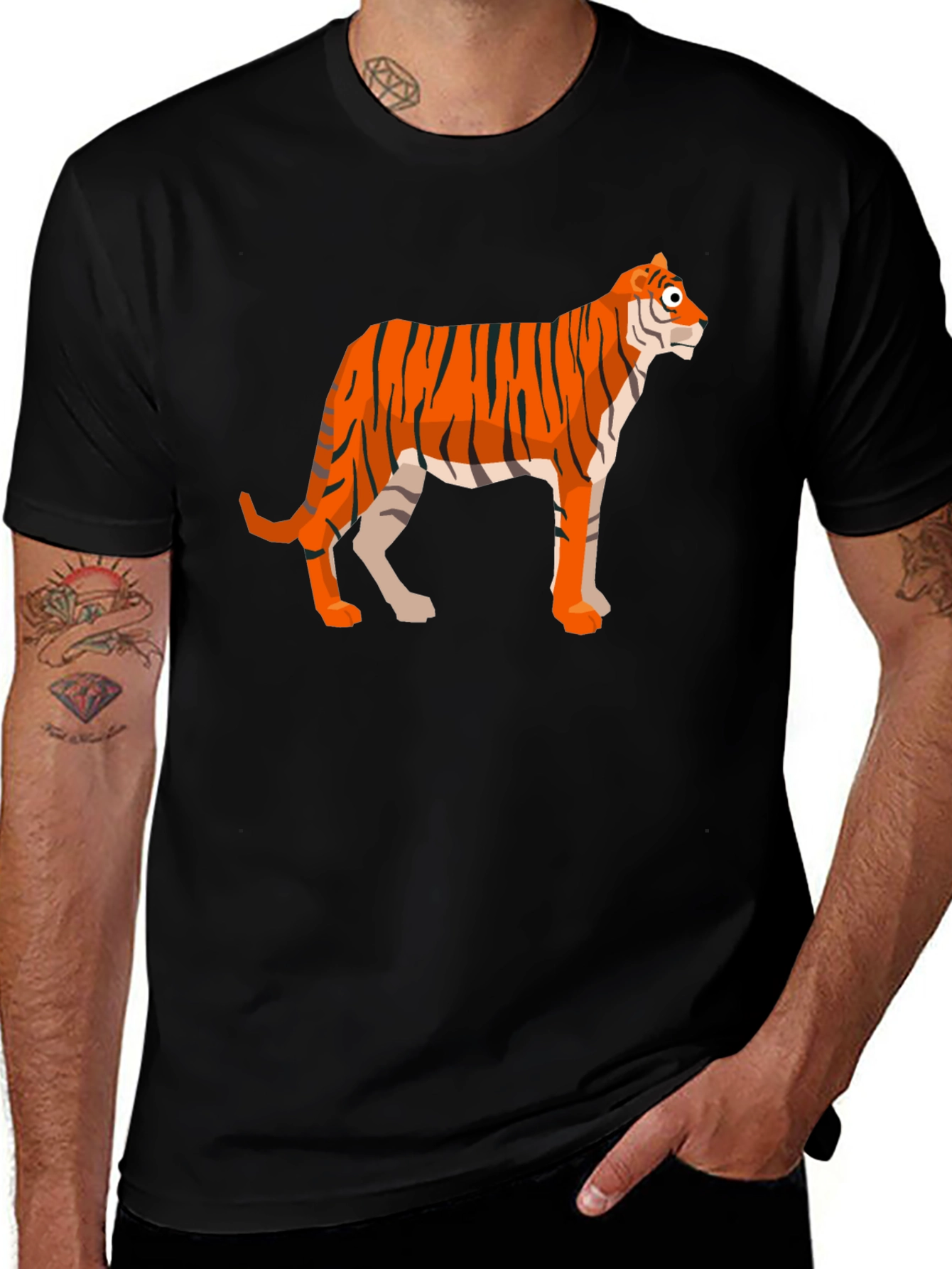 Variant 20 of Tiger Graphic T-Shirt - Men's Black Tee
