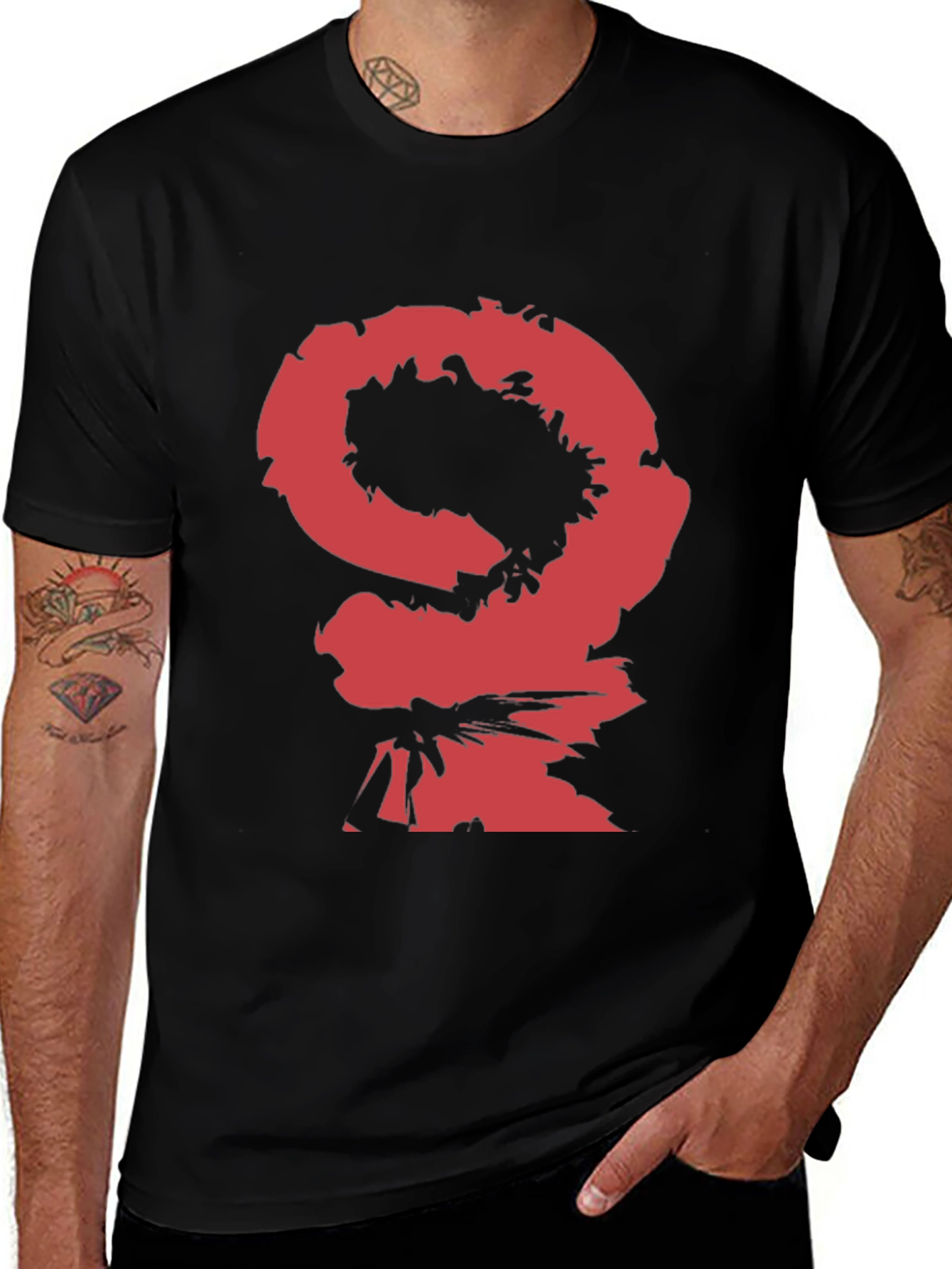 Variant 25 of Abstract Red Graphic Print Black T-Shirt