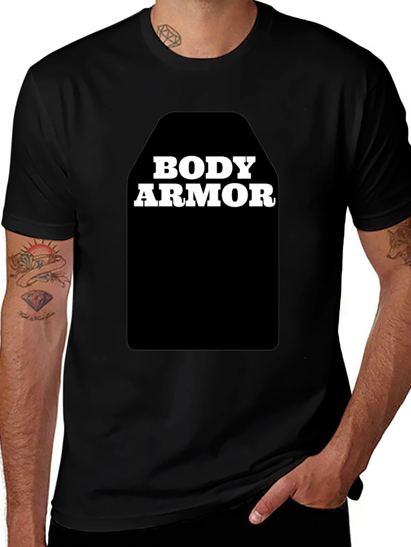 Variant 28 of Body Armor Graphic T-Shirt - Novelty Protective Gear Tee