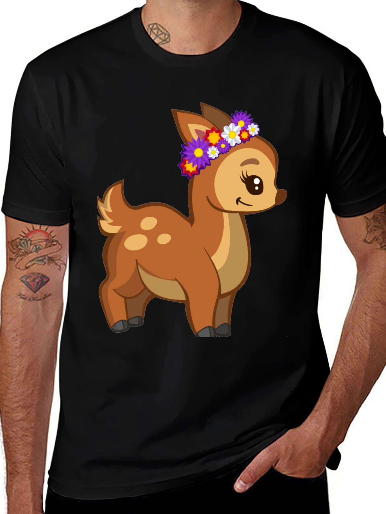 Variant 28 of Cute Deer Flower Crown T-Shirt