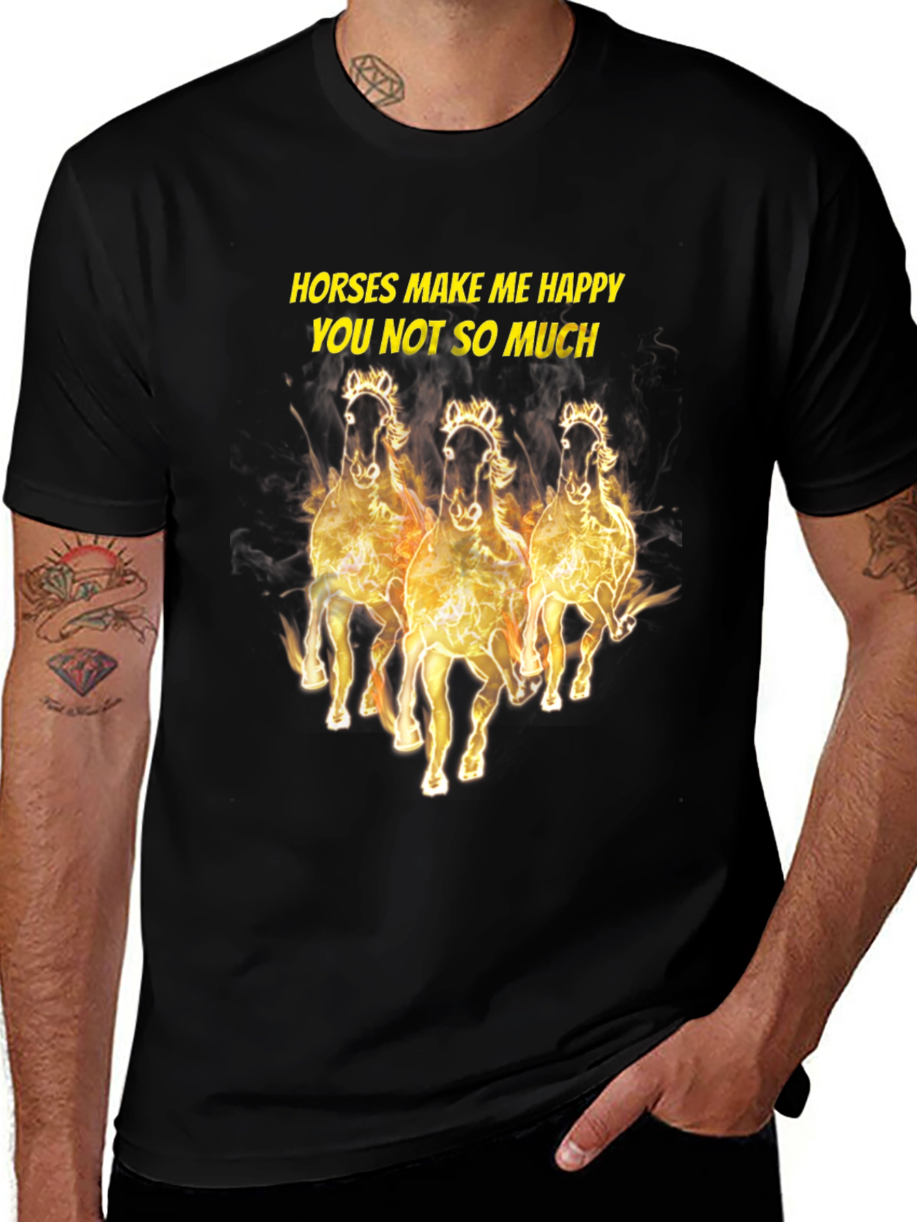Variant 8 of Horses Make Me Happy Tee | Funny Graphic T-Shirt