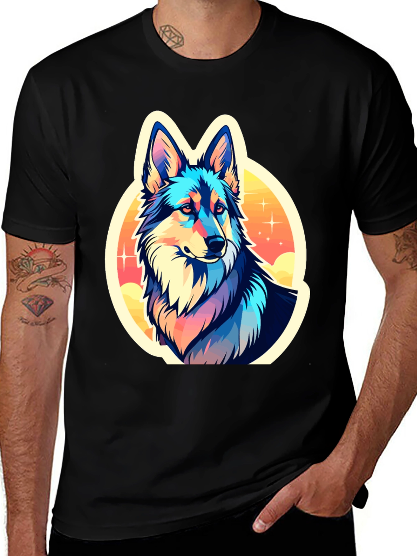 Variant 24 of Vibrant Wolf Graphic Tee - Stylish Unisex Shirt