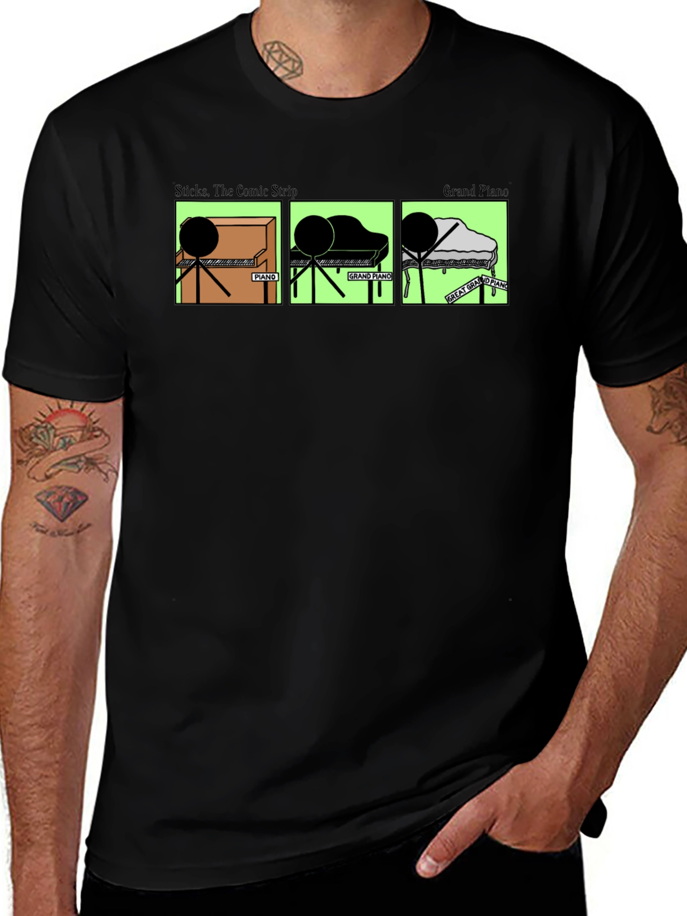 Variant 16 of Stick Figure Piano T-Shirt