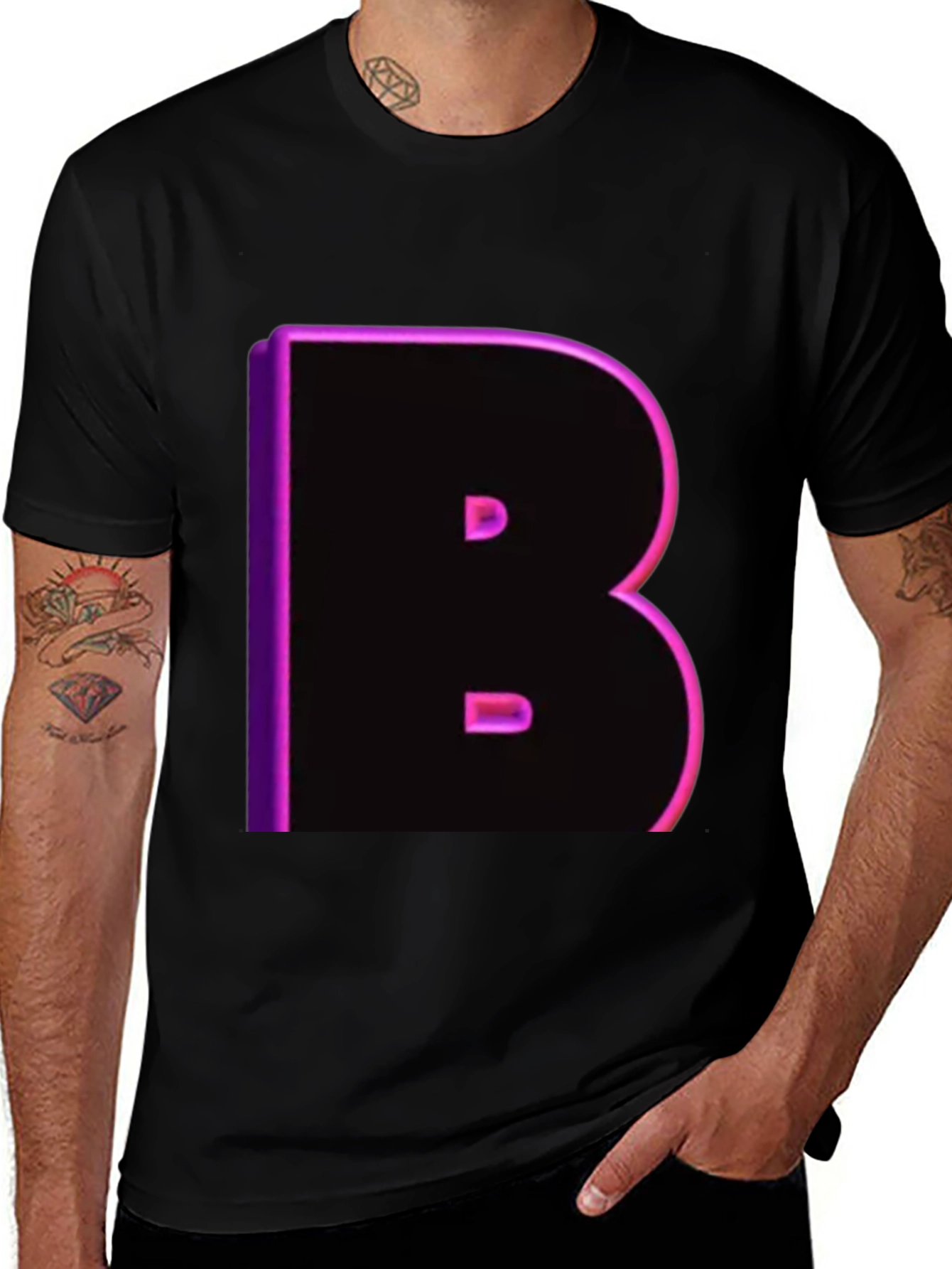 Variant 17 of Bold B Neon T-Shirt - Black
