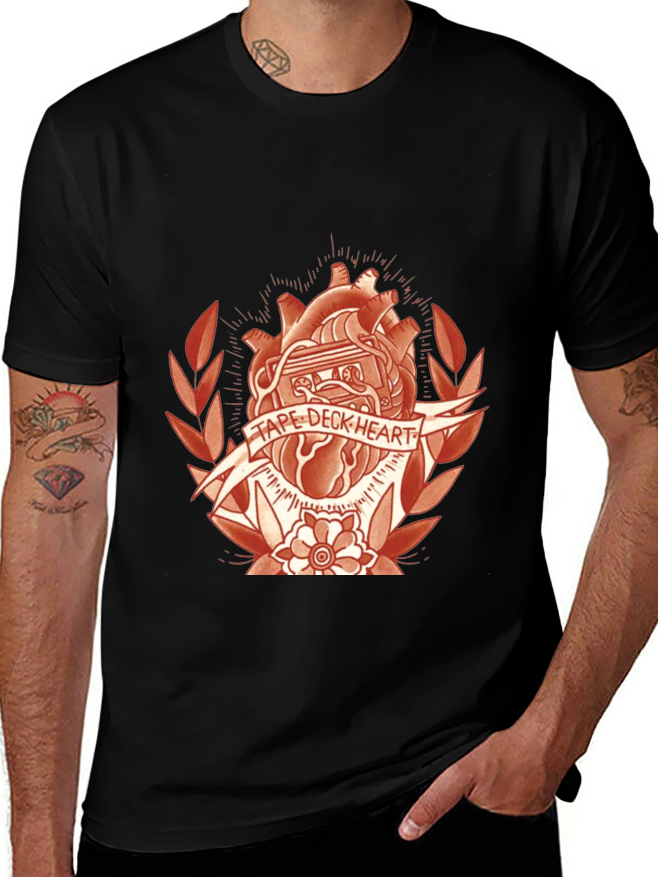 Variant 3 of Tape Deck Heart Graphic Tee - Music Lover T-Shirt