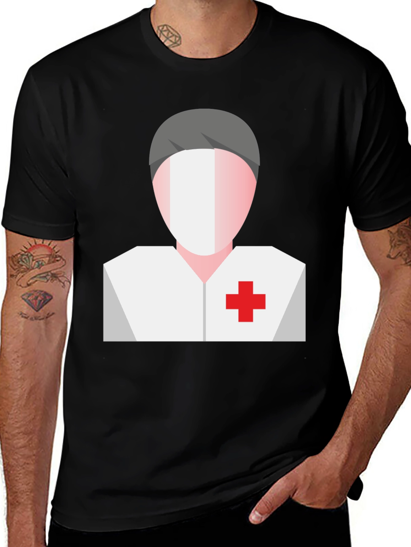 Variant 15 of Nurse Graphic T-Shirt - Black, Unisex