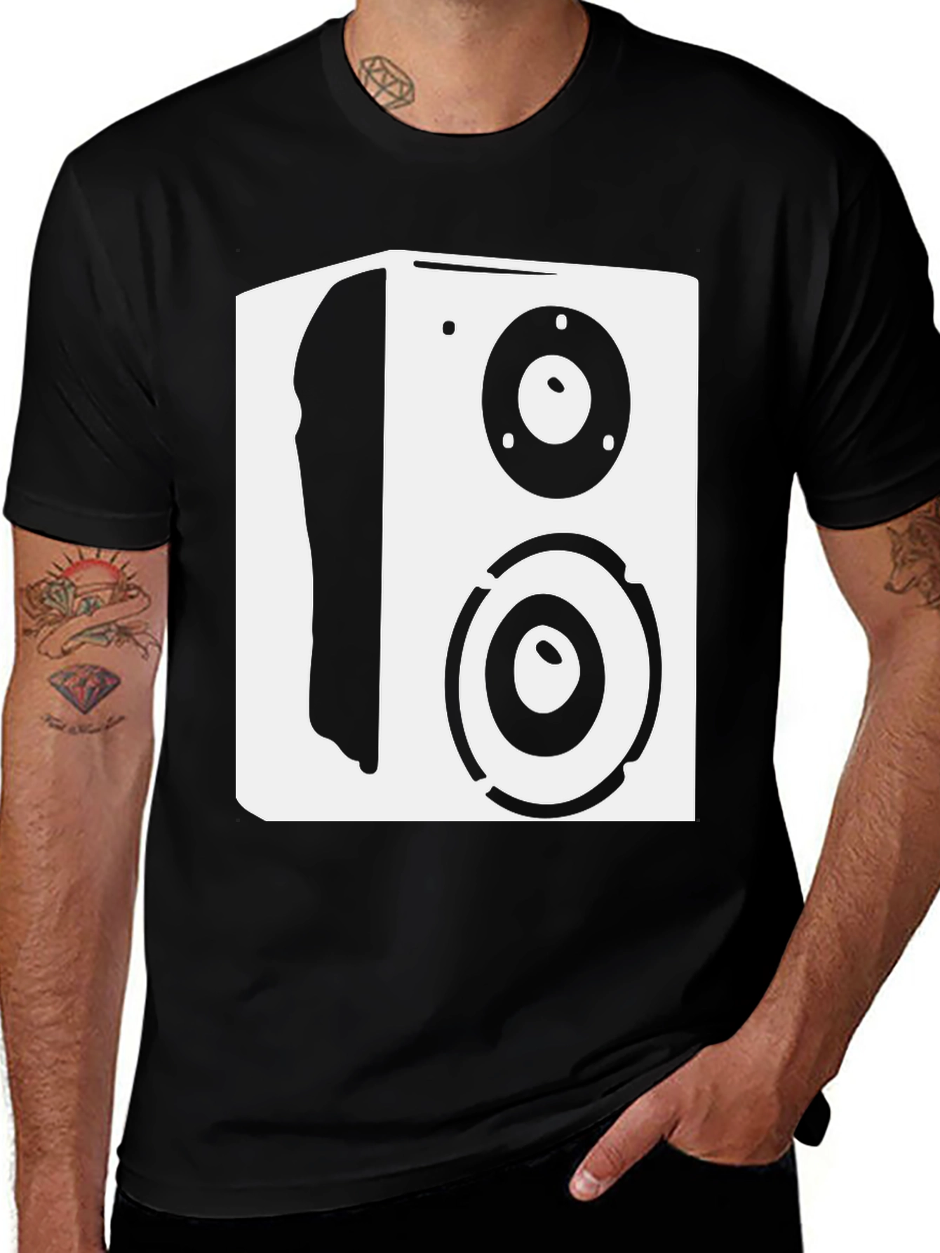 Variant 15 of Speaker Graphic T-Shirt - Black, Music Lover Tee