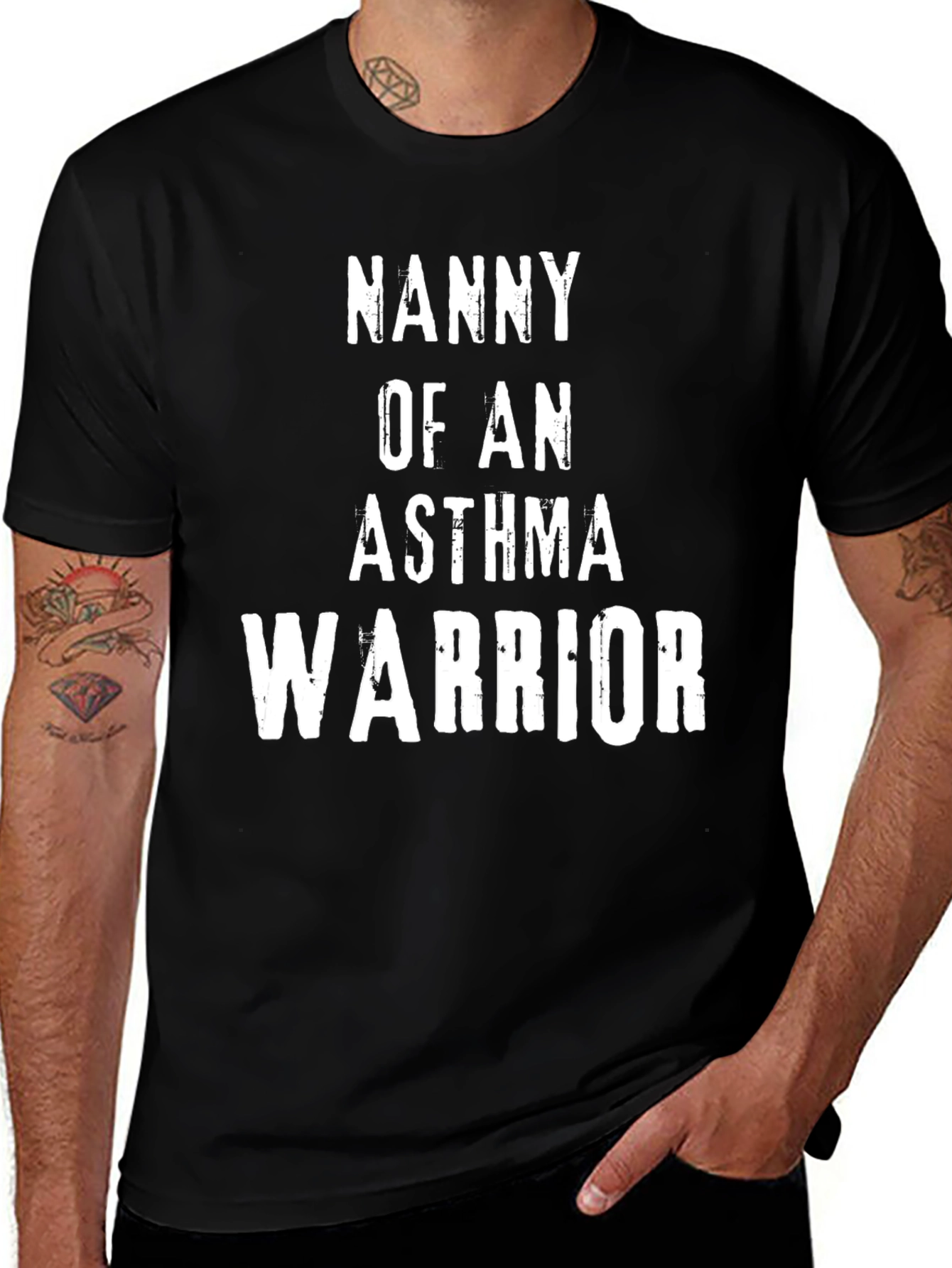 Variant 25 of Nanny of an Asthma Warrior Black T-Shirt