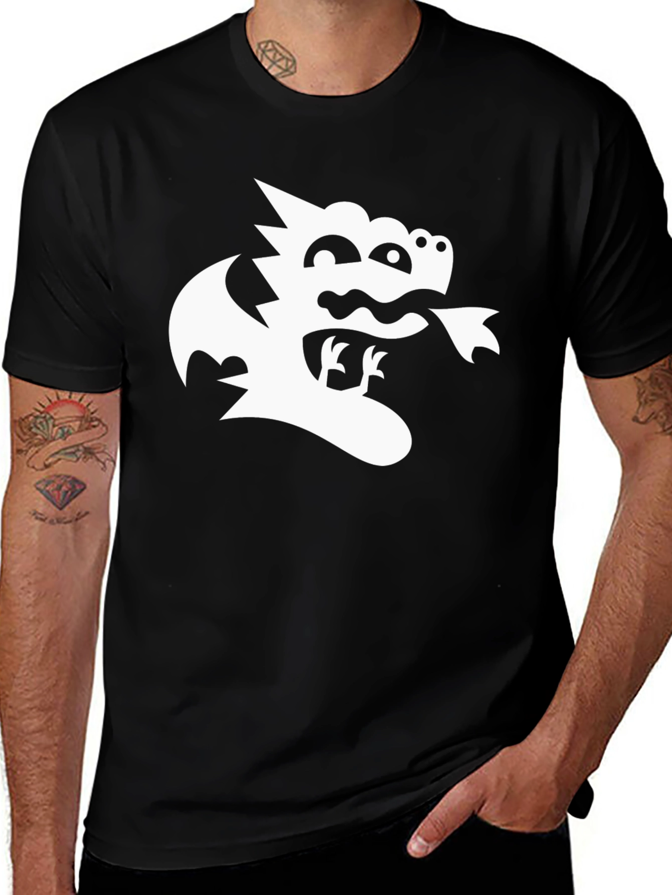 Variant 27 of Dragon Graphic Black T-Shirt - Whimsical Tee