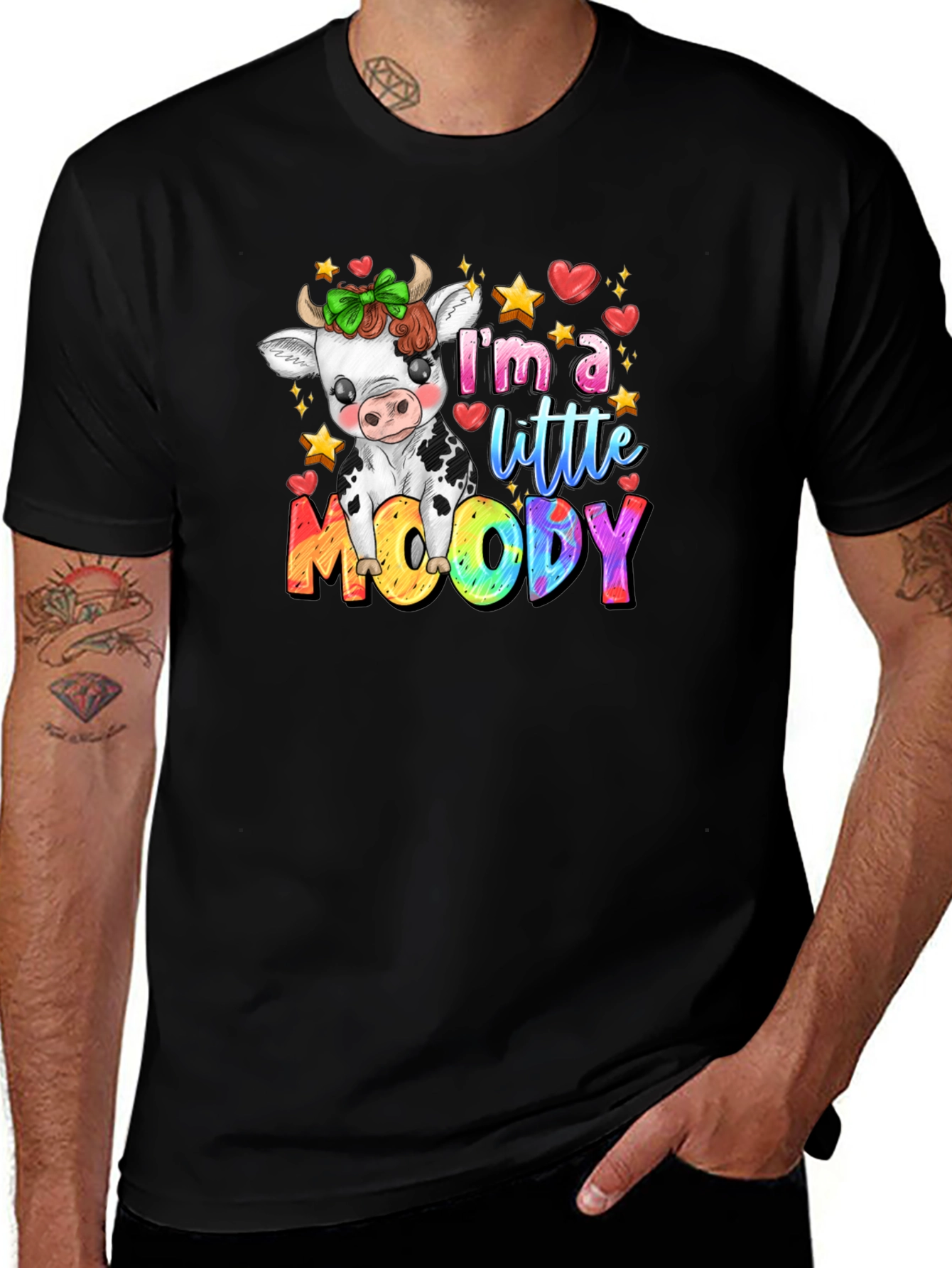 Variant 5 of Moody Cow Graphic T-Shirt - Cute Cartoon Tee