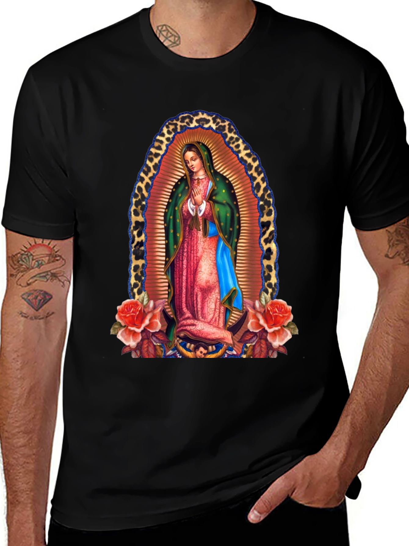 Virgin Mary Guadalupe Graphic Tee - Black