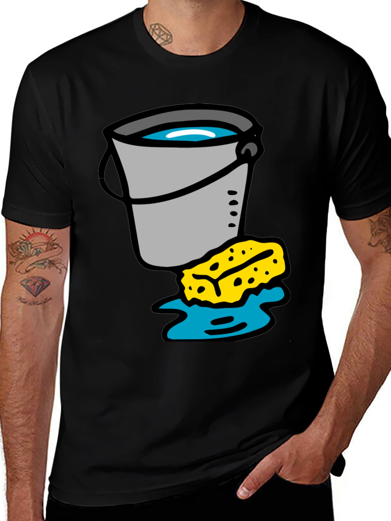 Black Bucket and Sponge Graphic Tee main image
