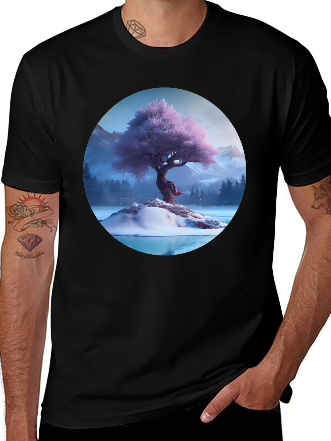 Variant 4 of Zen Tree Graphic Tee - Unisex Black Cotton Blend