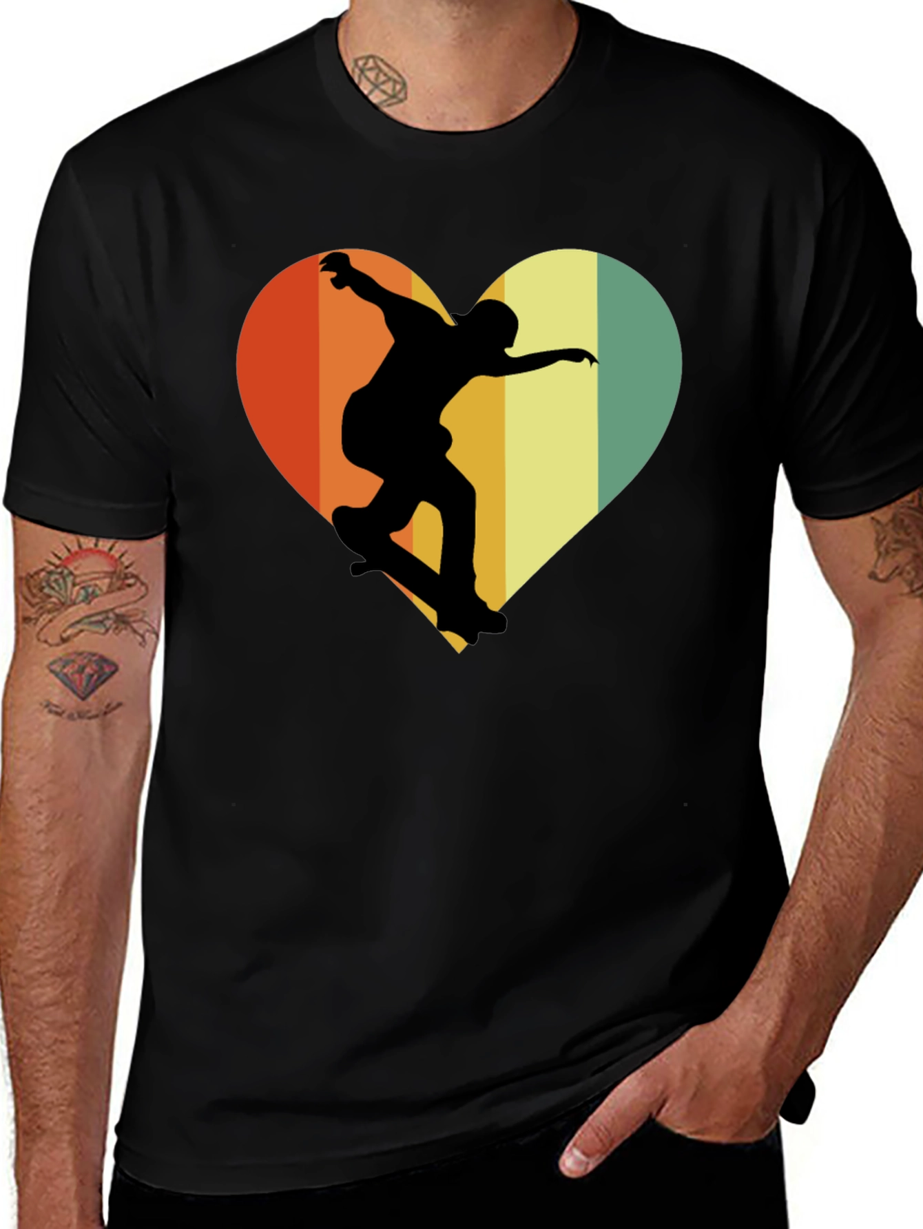 Variant 18 of Skateboard Heart Graphic Tee - Retro Style