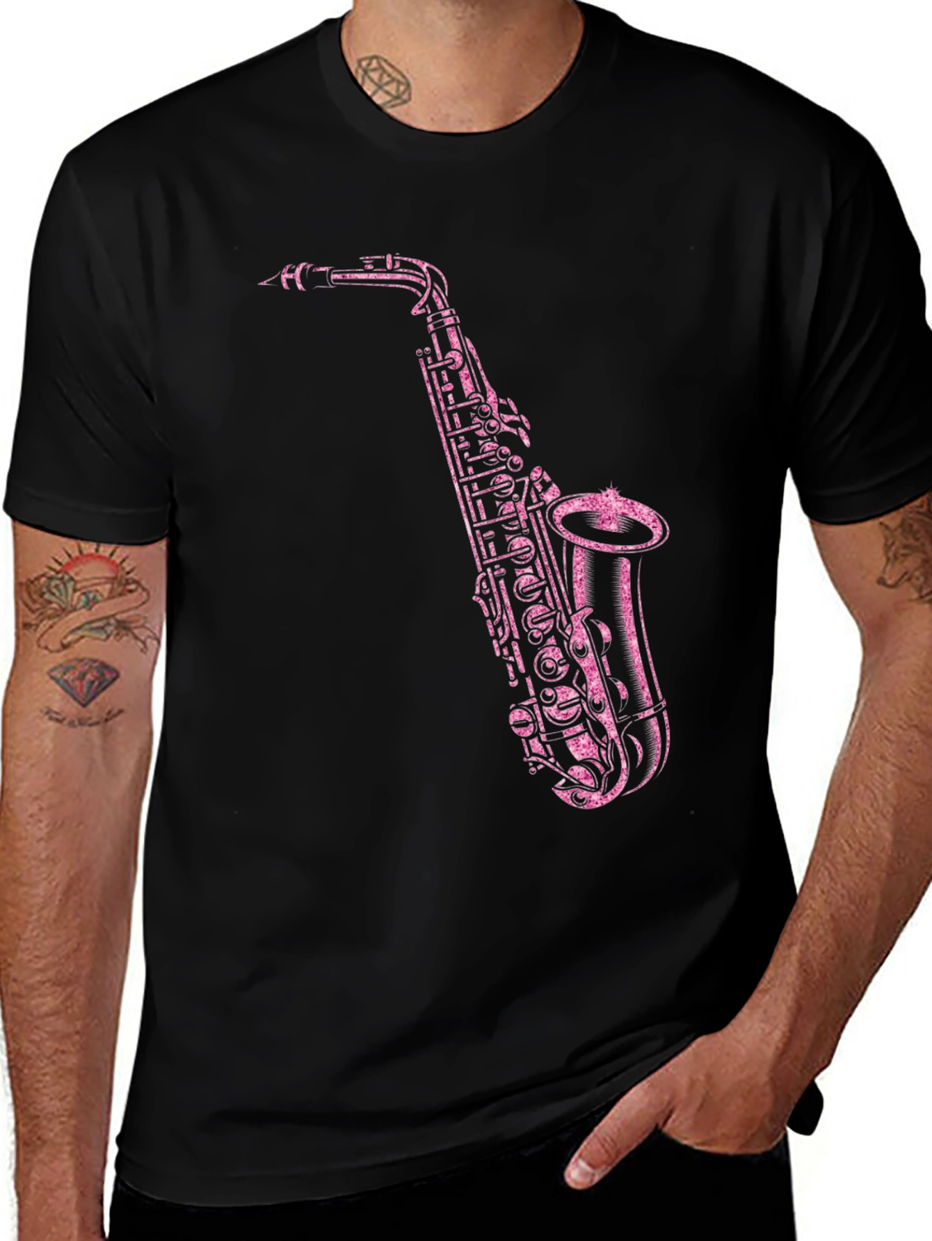 Variant 11 of Saxophone Graphic Tee - Black
