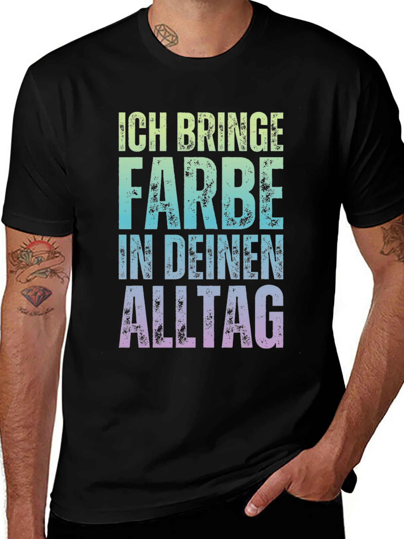 Variant 7 of Ich Bringe Farbe T-Shirt, Colorful German Text Tee