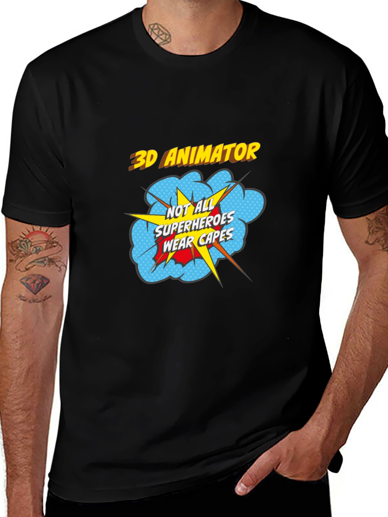 3D Animator Superhero T-Shirt - Black