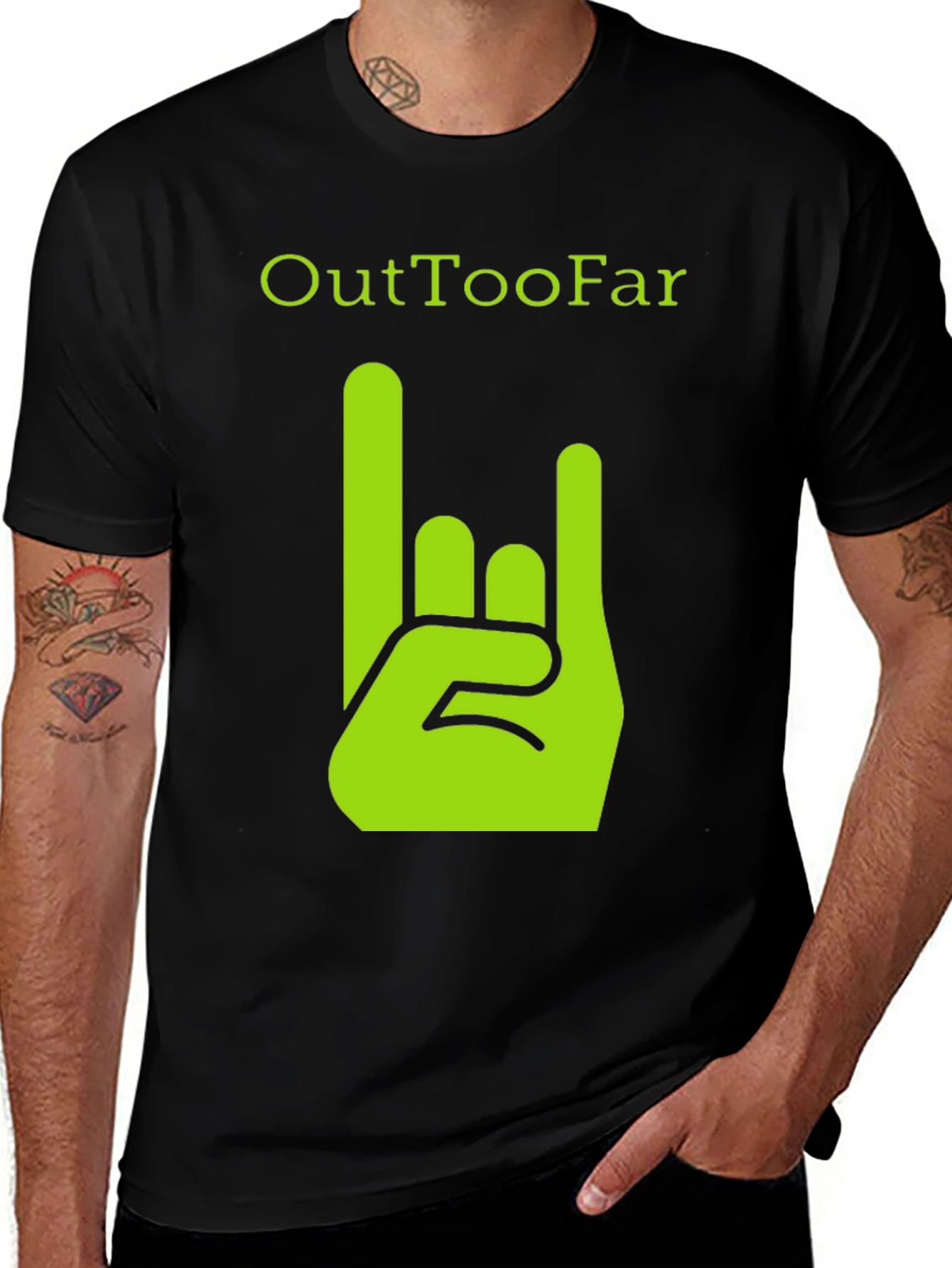 Variant 17 of OutTooFar Graphic Tee - Rock On Hand Design