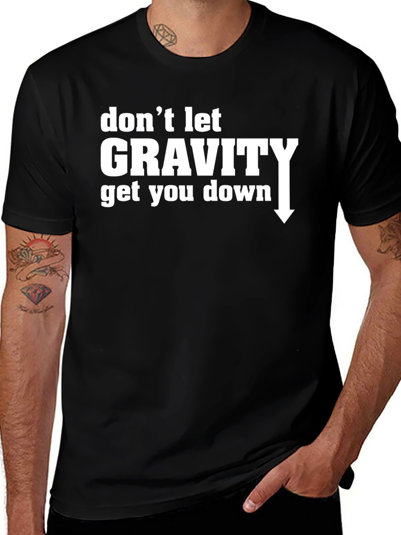 Variant 10 of Gravity Pun T-Shirt - Don't Let Gravity Get You Down!