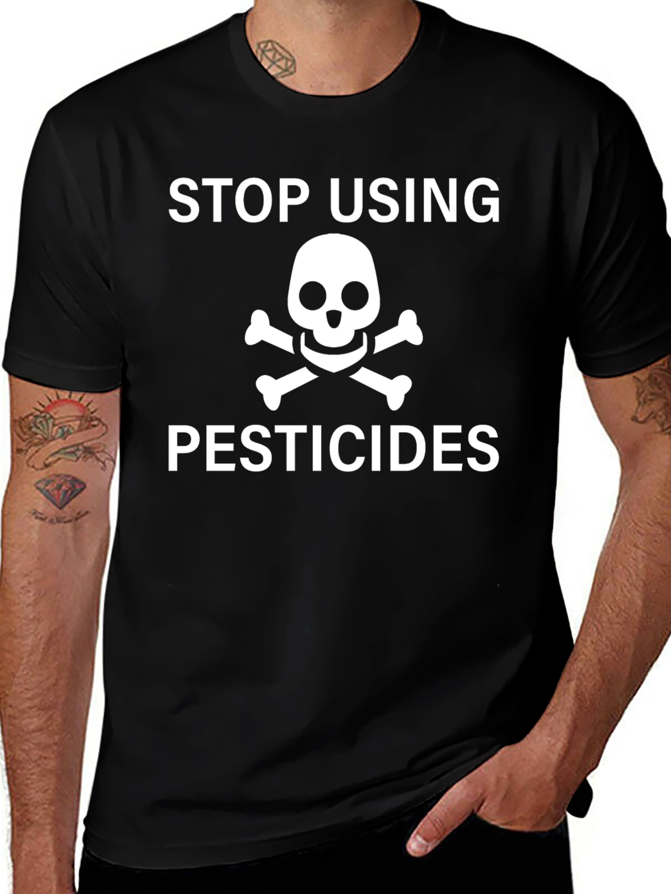 Variant 23 of Stop Using Pesticides Black T-Shirt