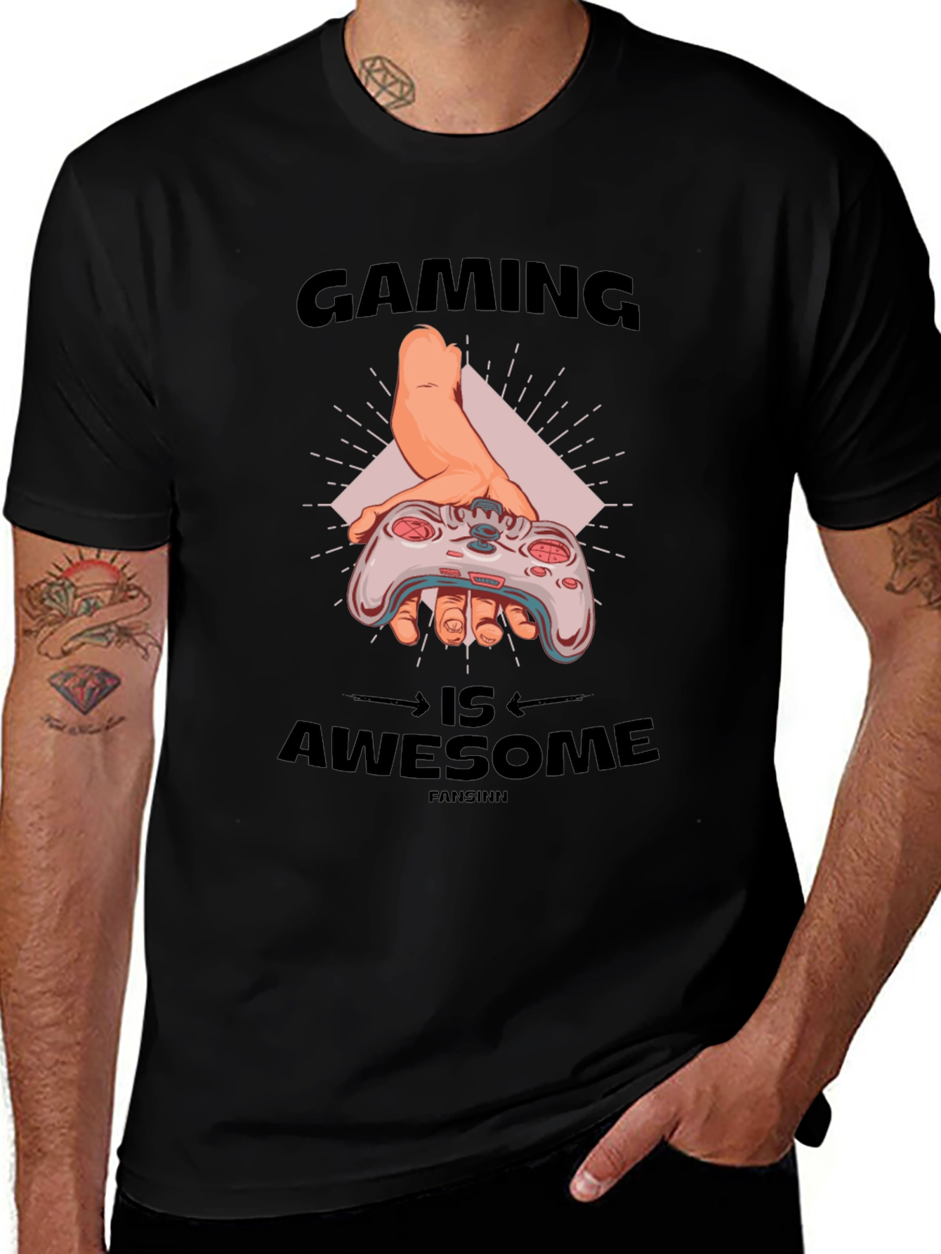 Black Gaming Is Awesome Black T-Shirt main image