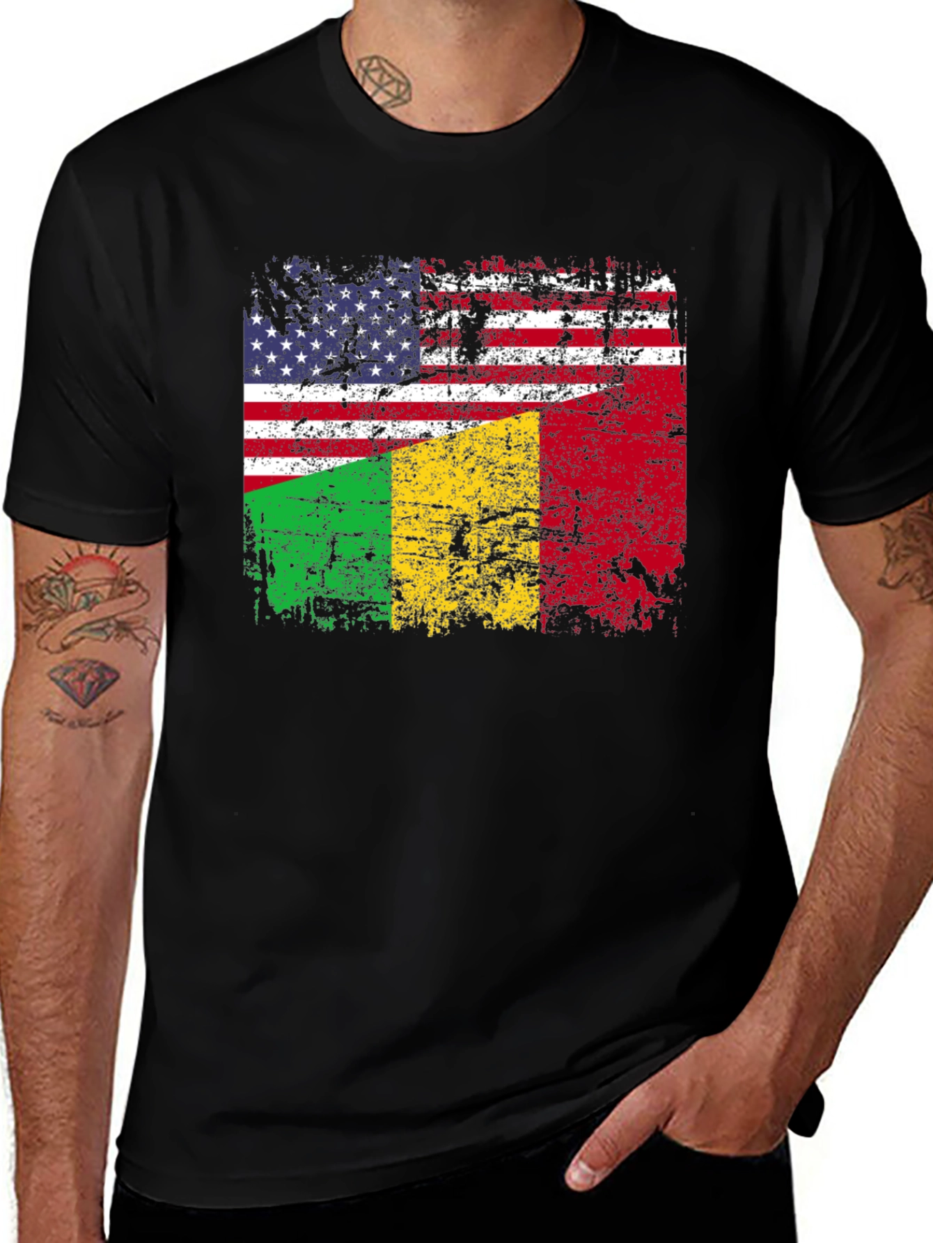 USA & Mali Flag Graphic T-Shirt