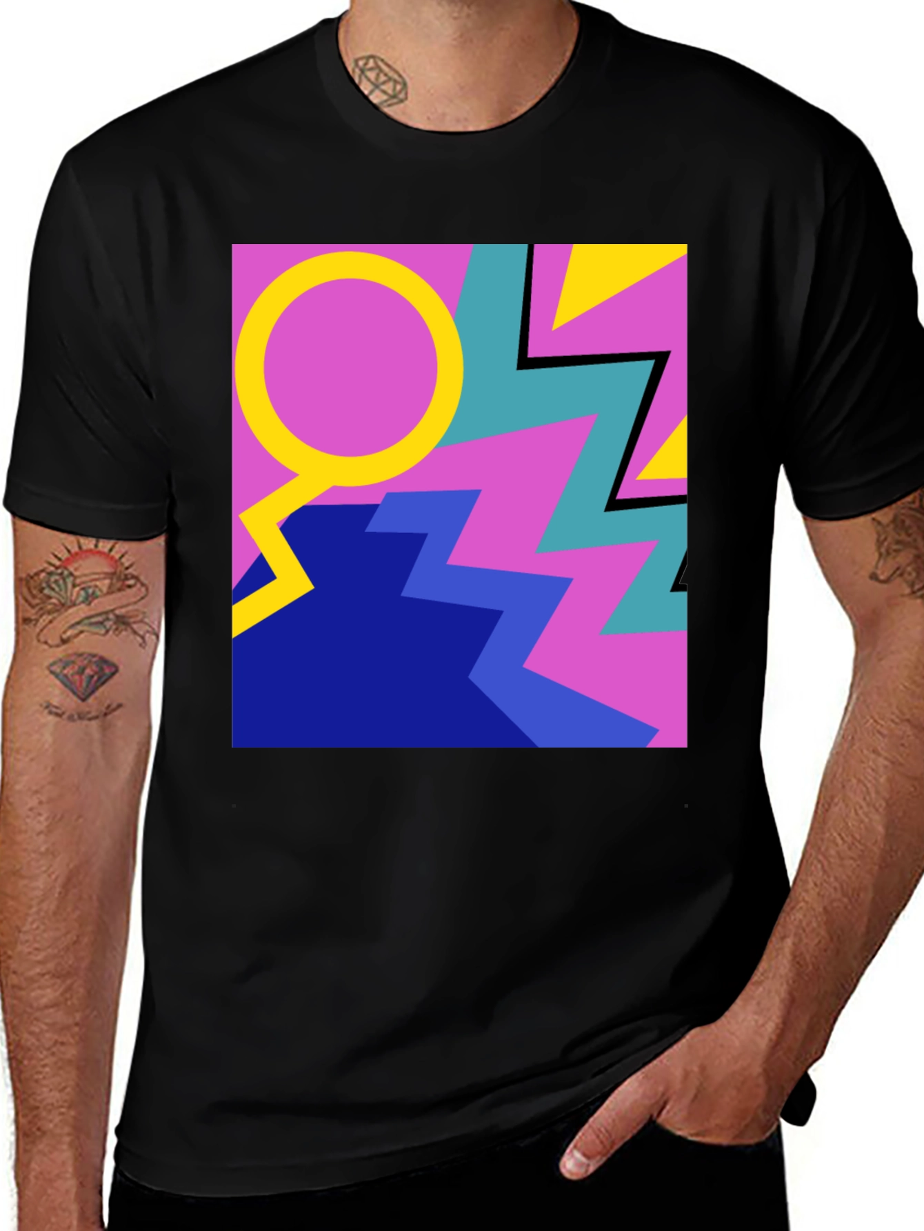 Variant 6 of Retro 90s Geometric T-Shirt - Bold Style