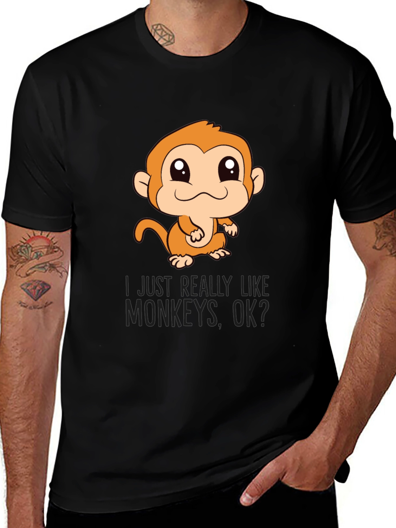 Variant 29 of Monkey Graphic Black T-Shirt