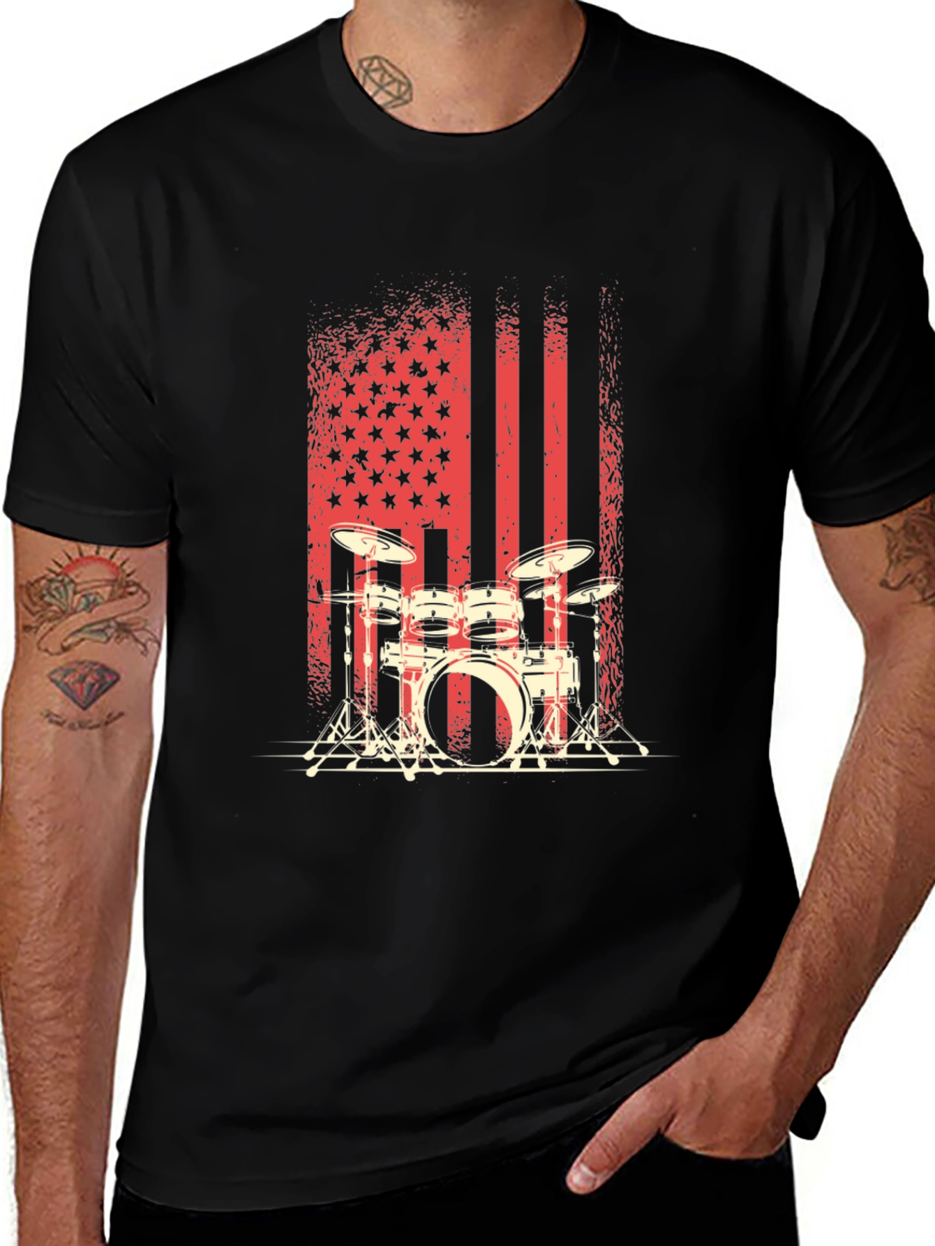 Variant 13 of Drum Set American Flag Men's Graphic Tee