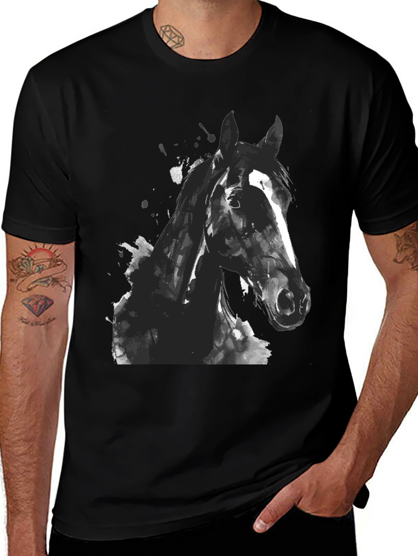 Variant 18 of Black Horse Graphic Print Men's T-Shirt