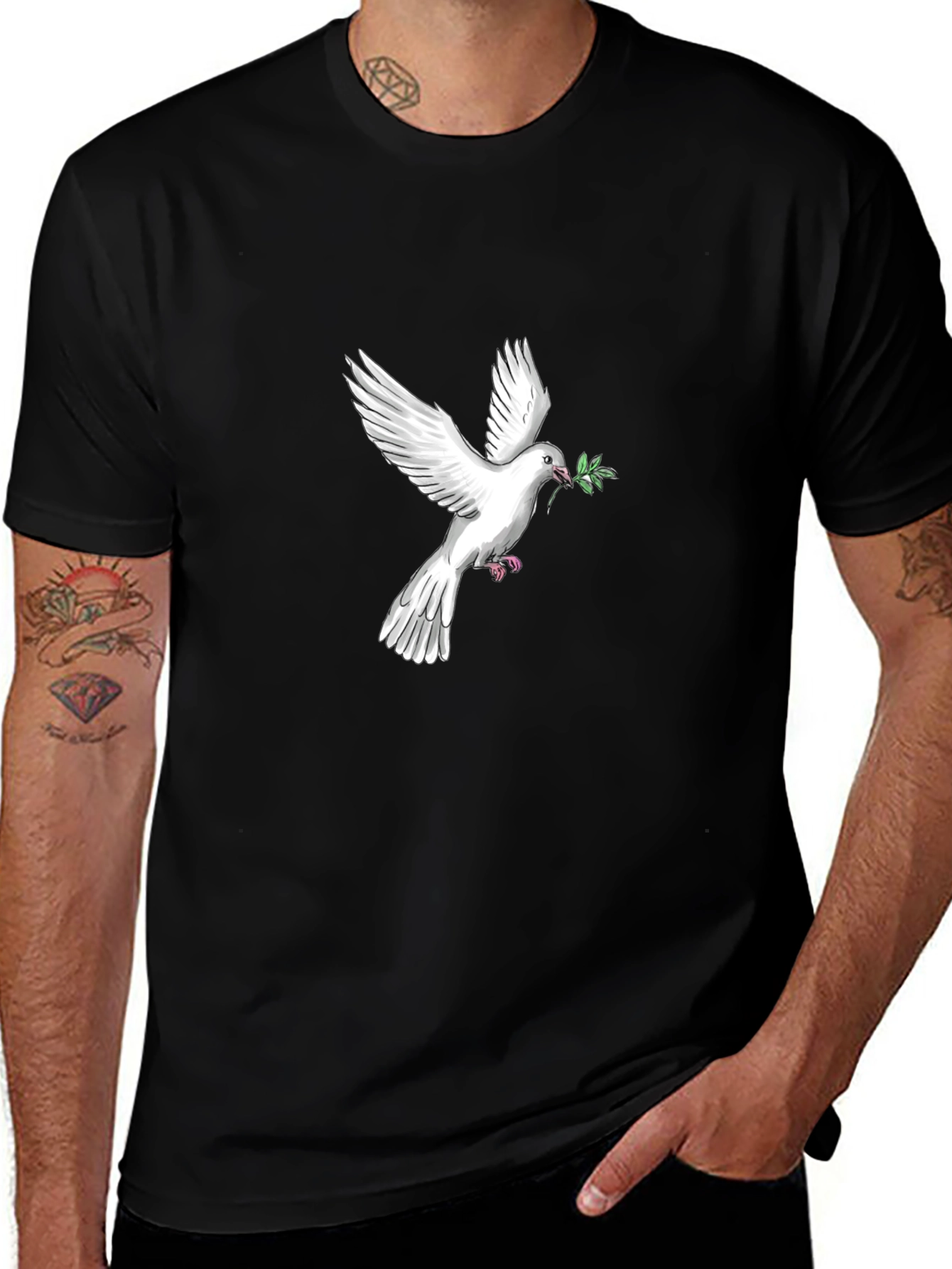 Variant 5 of Peace Dove Graphic Tee - Black