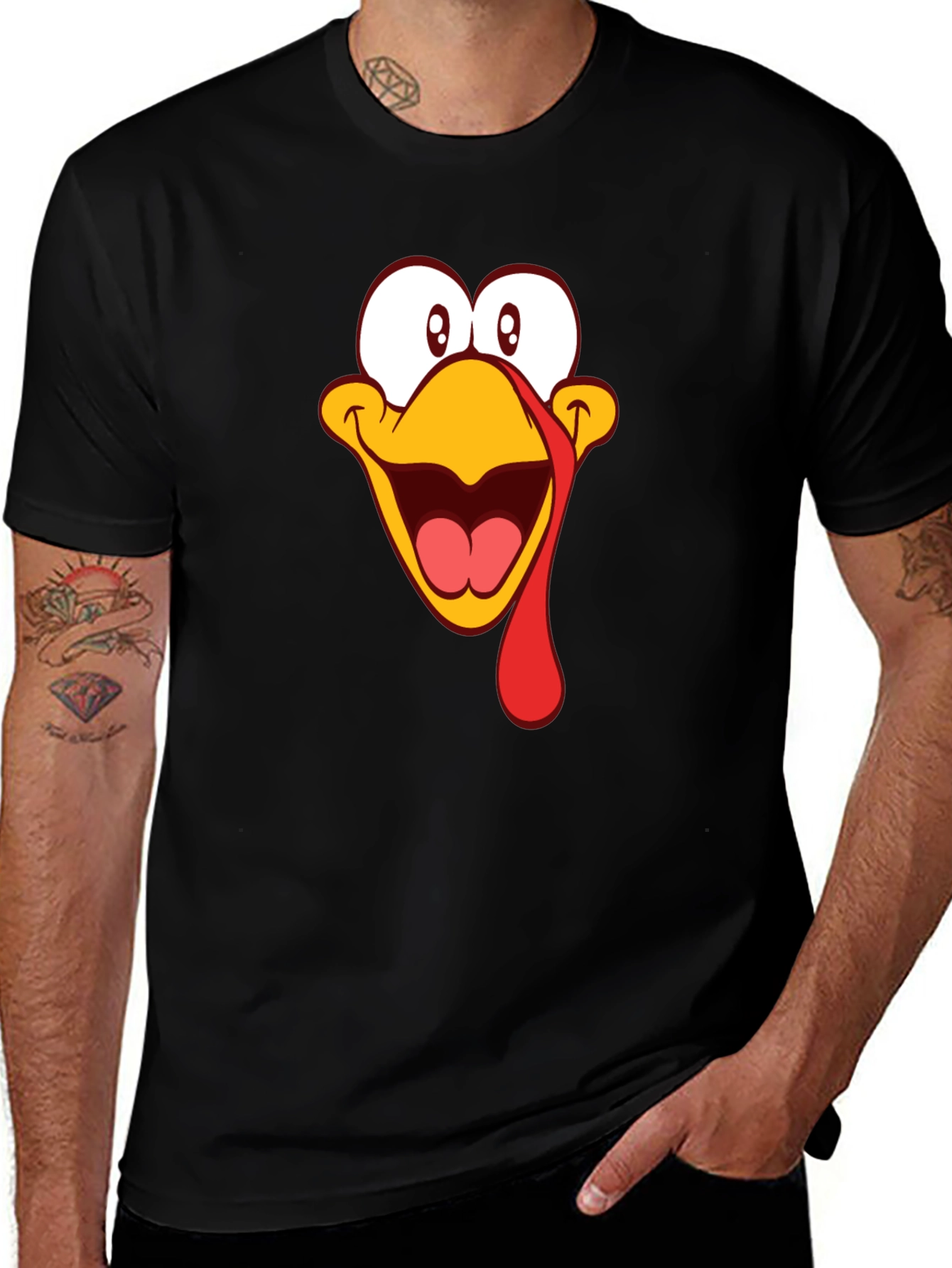 Variant 11 of Funny Turkey Face Graphic Tee - Thanksgiving T-Shirt