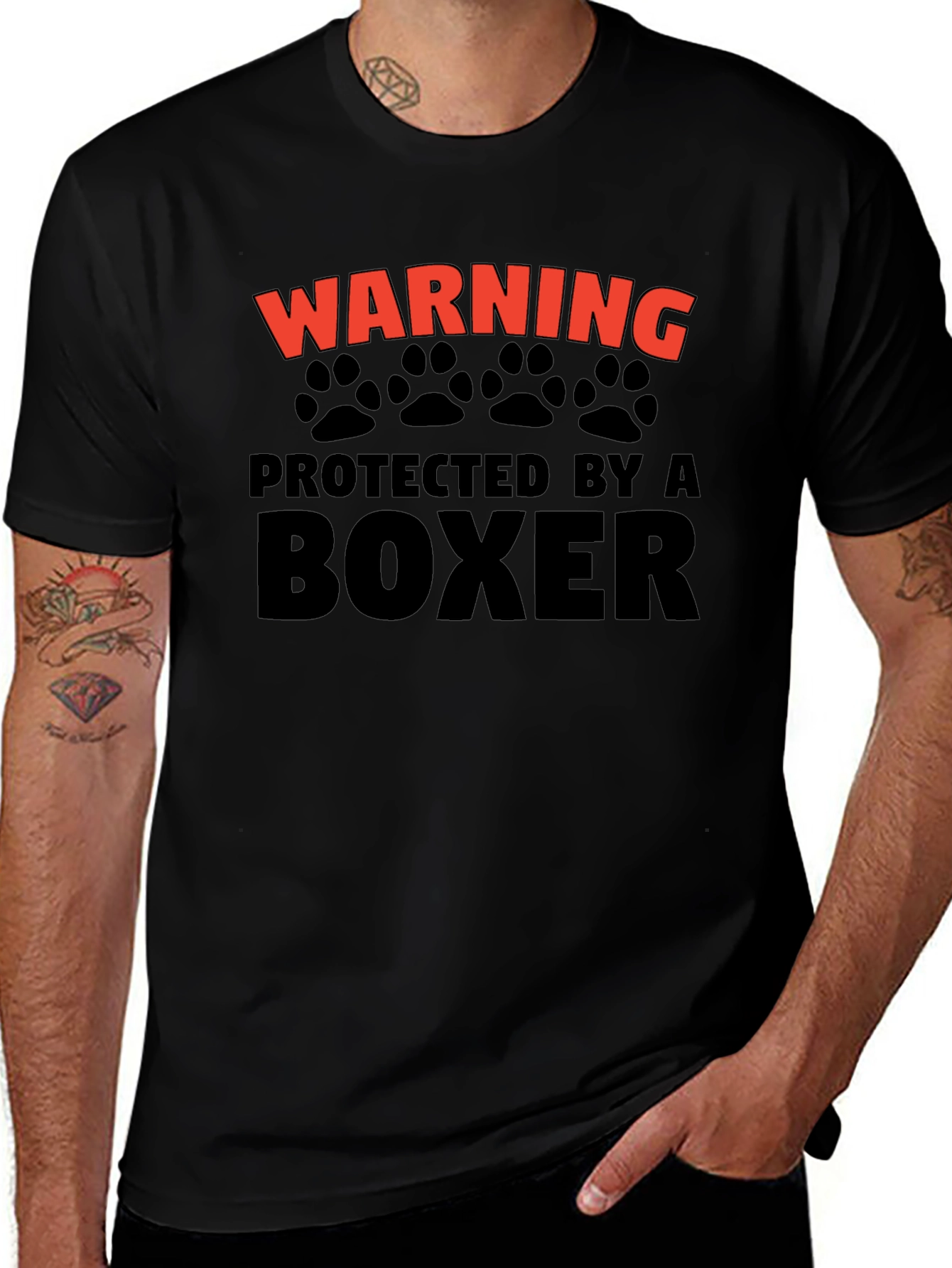 Variant 11 of Warning Protected By A Boxer T-Shirt