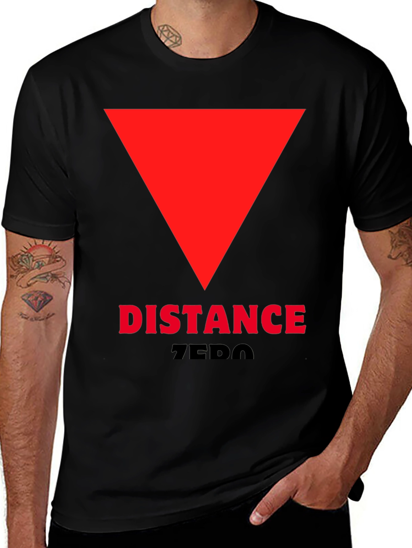 Variant 5 of Distance Zero T-Shirt - Red Triangle Design