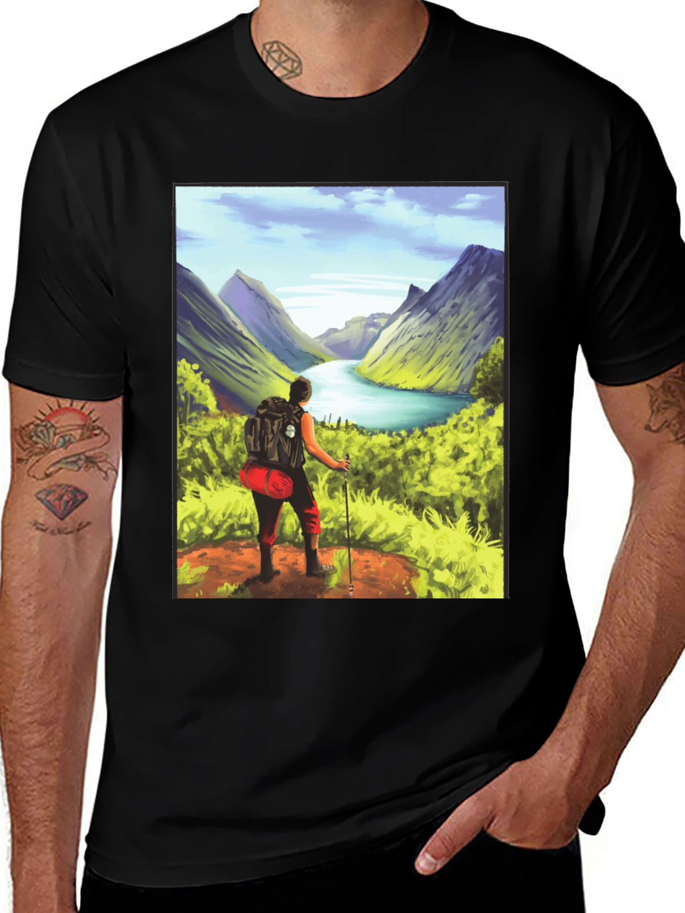 Variant 22 of Hiker's Vista T-Shirt - Black Graphic Tee