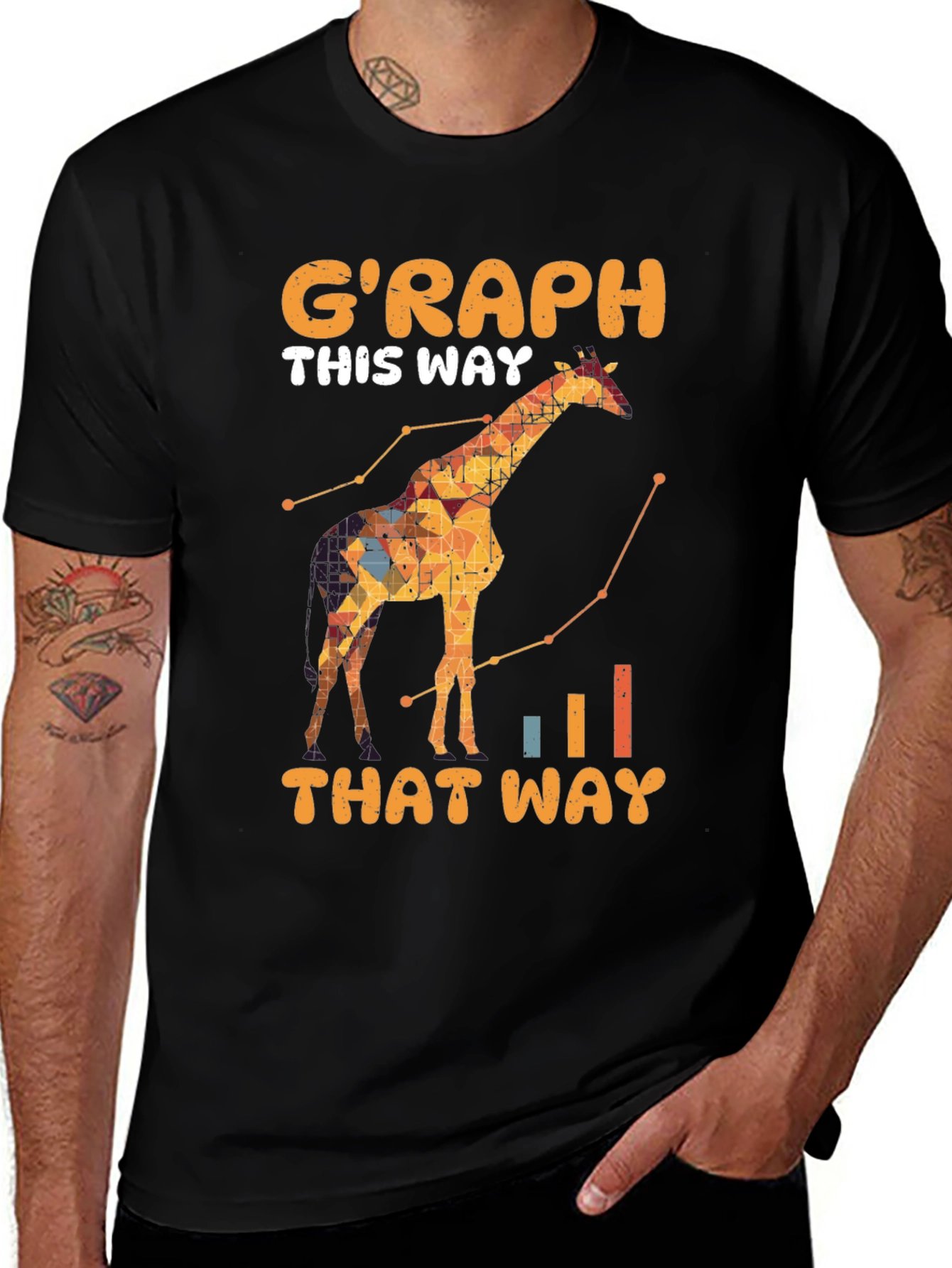 Variant 20 of G'RAPH This Way That Way Giraffe Graphic Tee