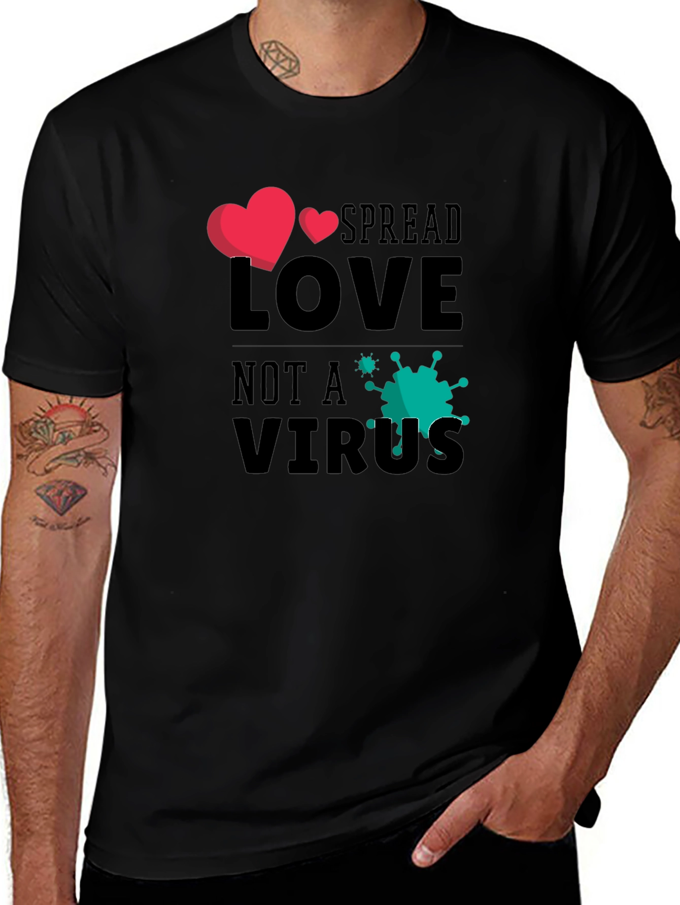 Variant 13 of Spread Love Not a Virus Graphic Tee