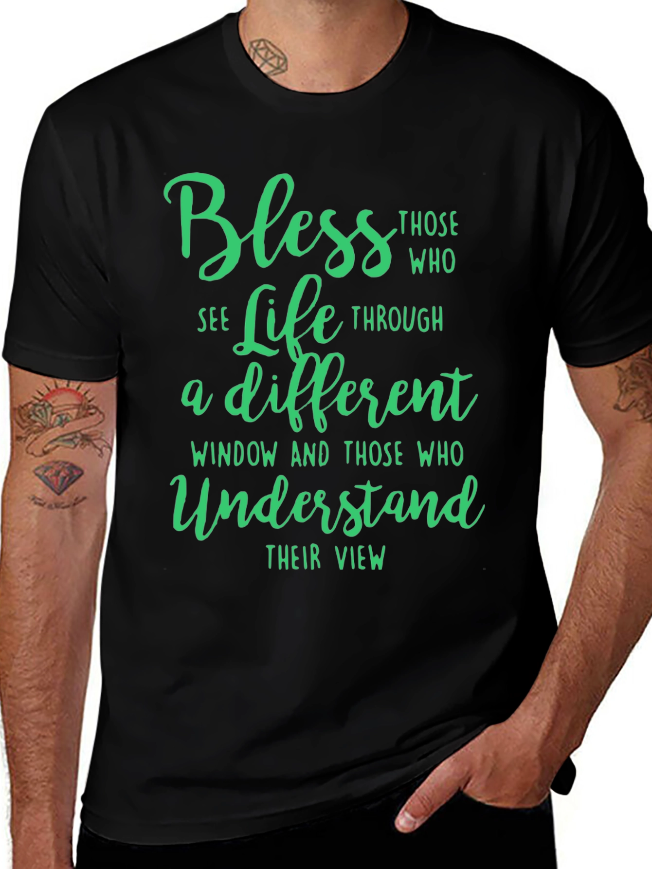 Bless Life Through a Different Window Black T-Shirt