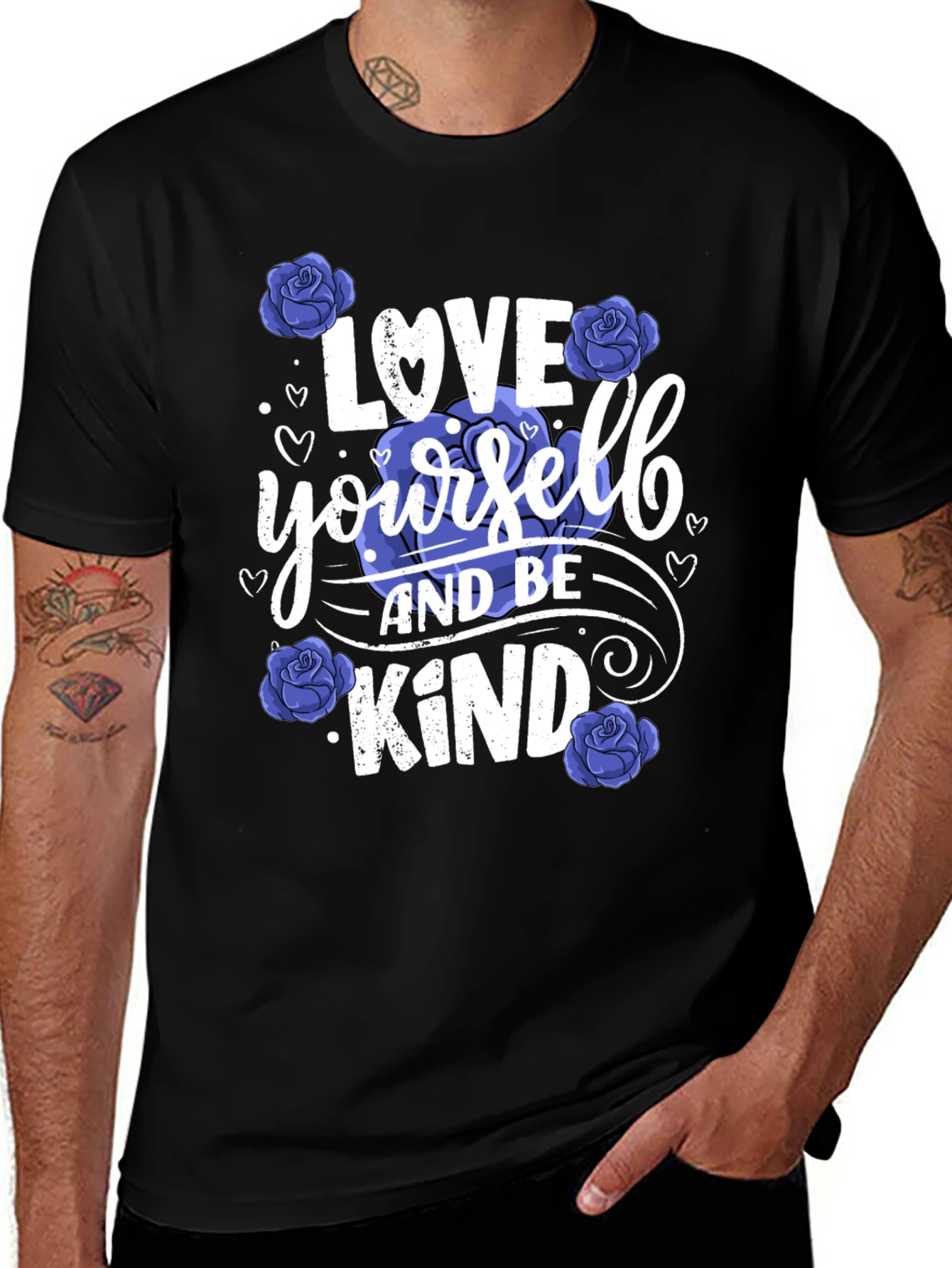 Variant 19 of Love Yourself & Be Kind Graphic Tee - Floral Design