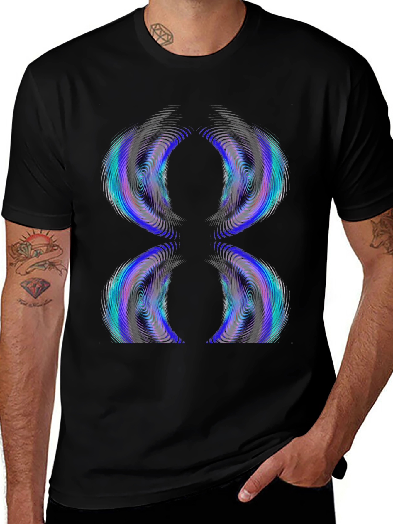 Abstract Vortex Black T-Shirt