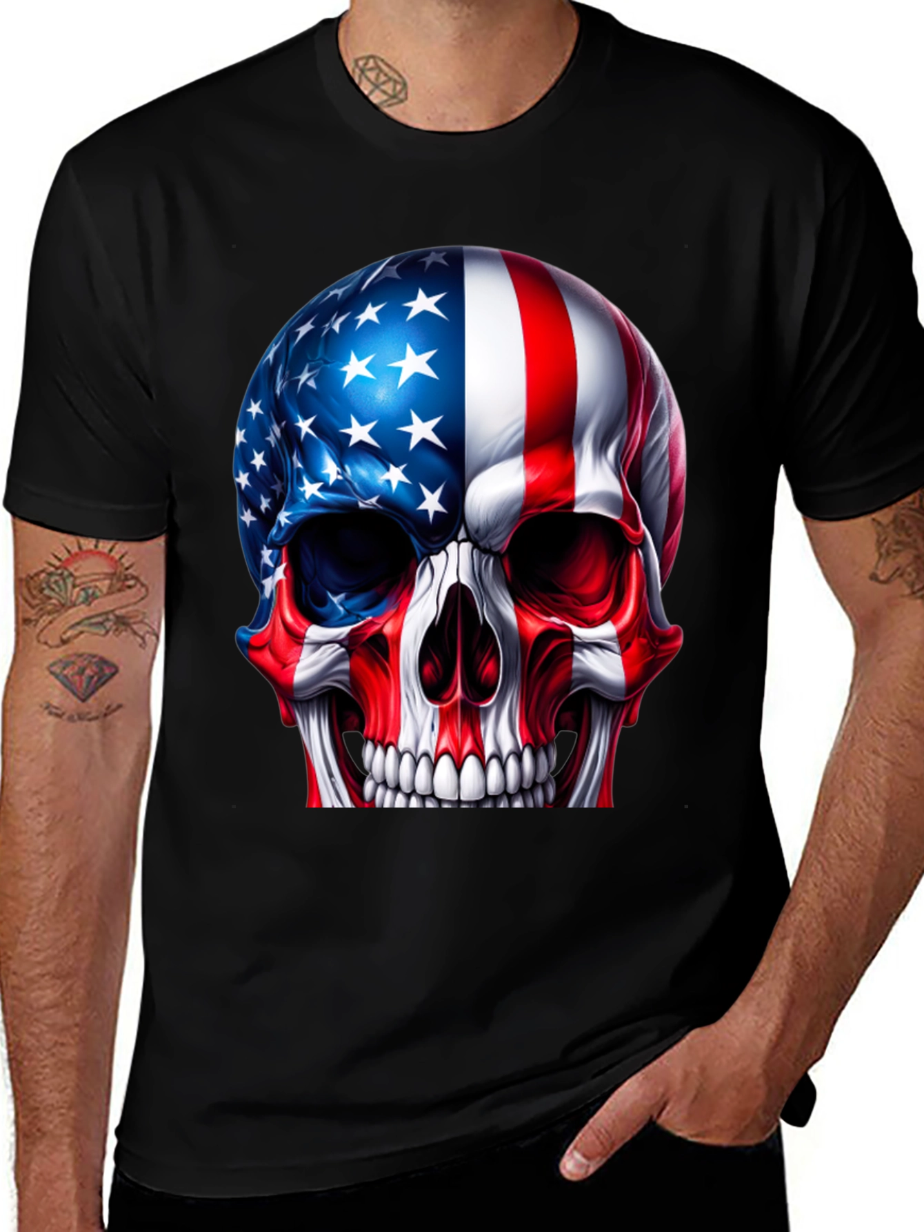 Variant 16 of American Flag Skull Graphic Tee