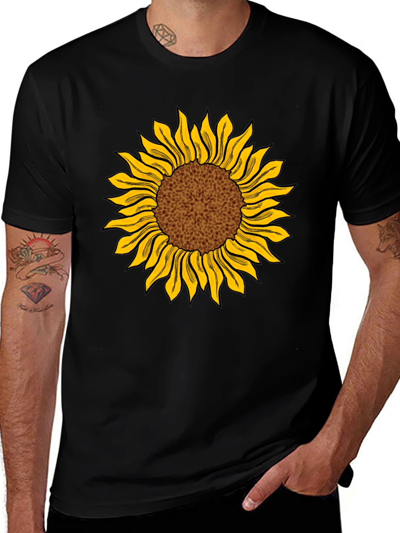 Variant 5 of Sunflower Graphic Print Black T-Shirt