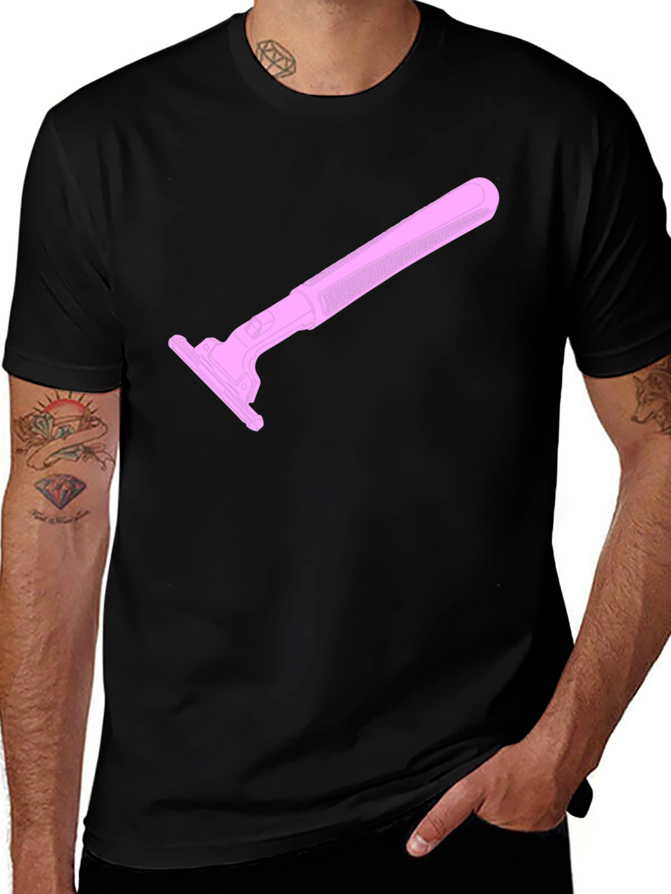 Pink Razor Graphic Tee - Edgy Style