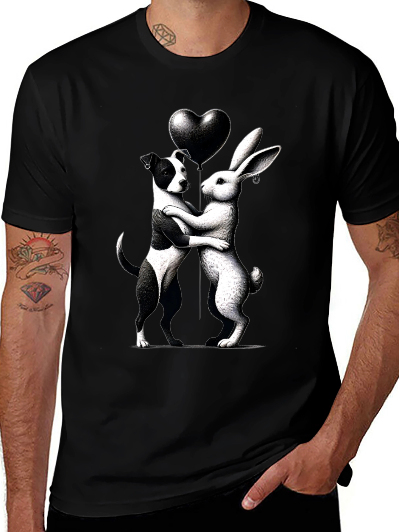 Variant 2 of Dog & Rabbit Heart Graphic Tee