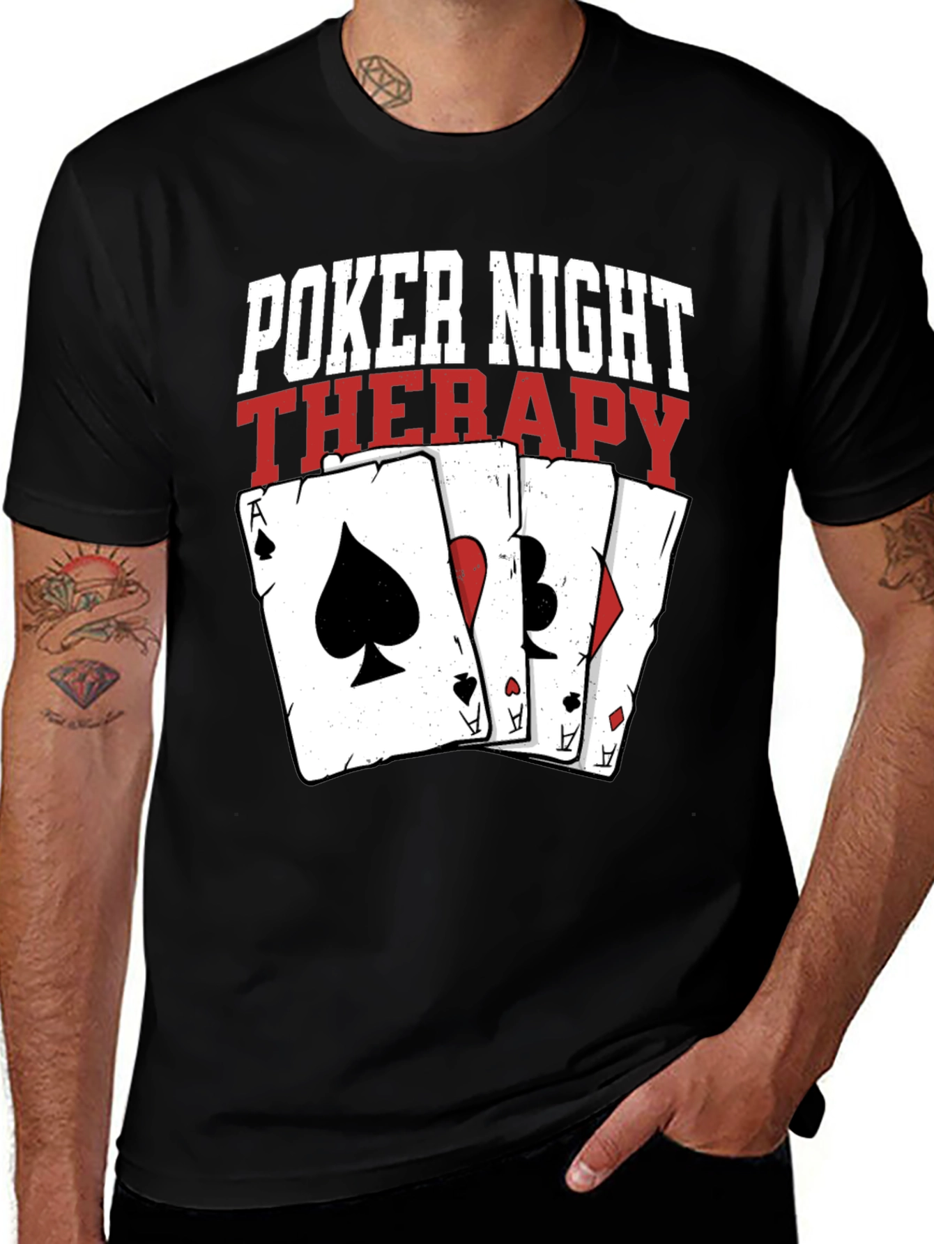 Poker Night Therapy Graphic T-Shirt - Casino Gambling Tee