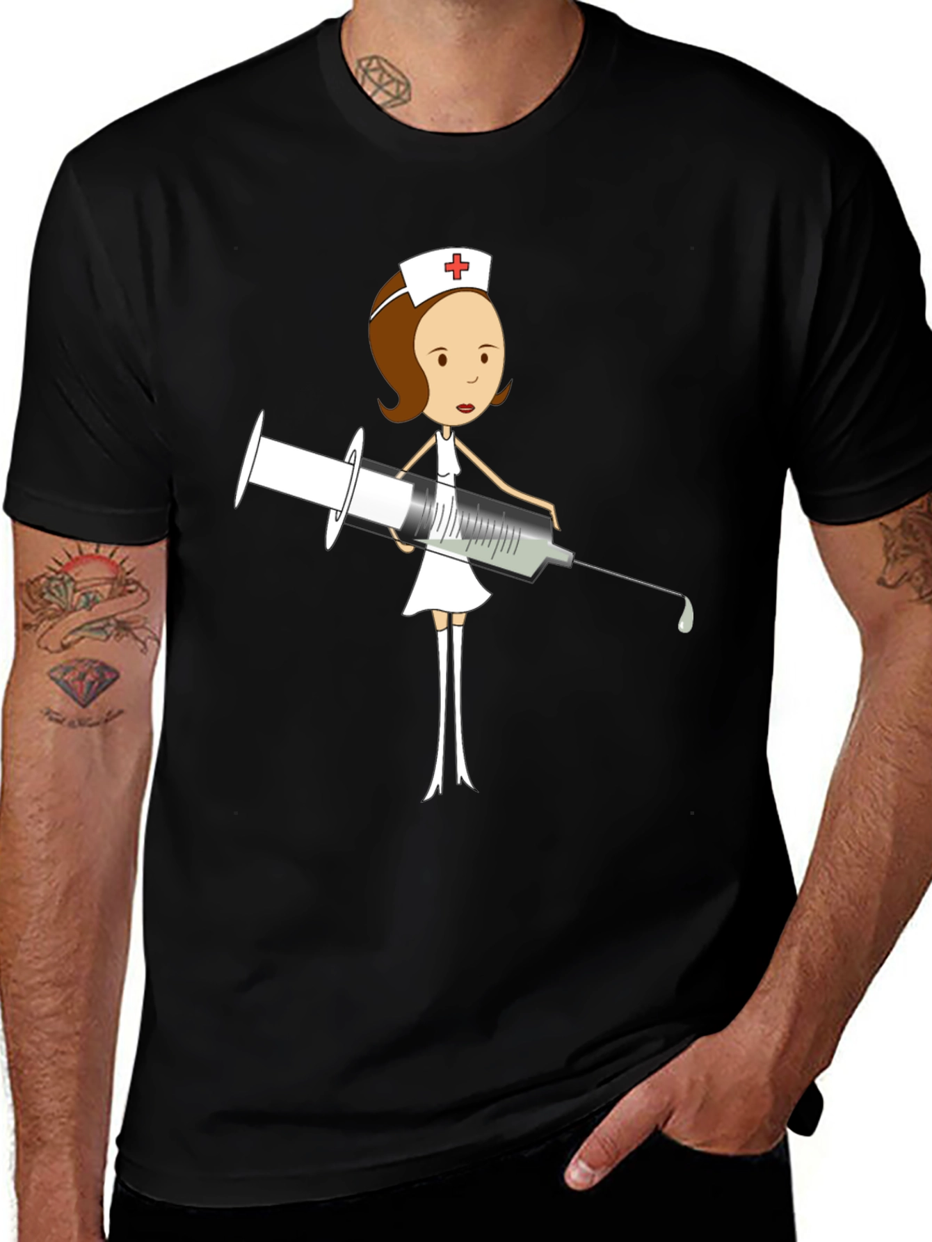 Variant 7 of Cartoon Nurse T-Shirt - Humorous Medical Apparel
