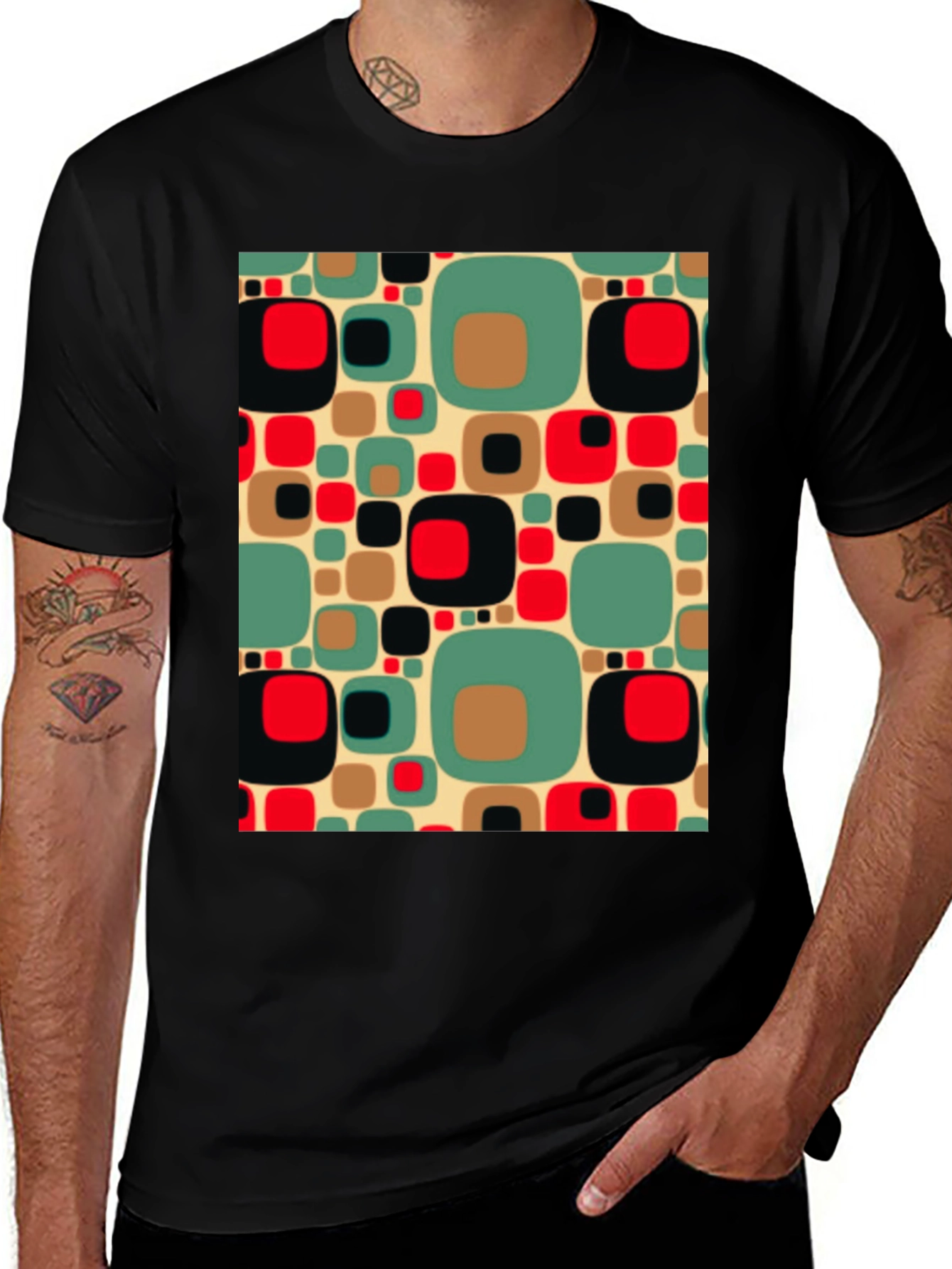 Variant 20 of Retro Pattern Black T-Shirt